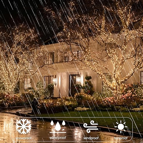 Miniatura 3 de Guirnalda de luces de Navidad para exteriores, 196 pies, 600 luces LED con 8 modos de iluminación, temporizador, decoraciones de Navidad