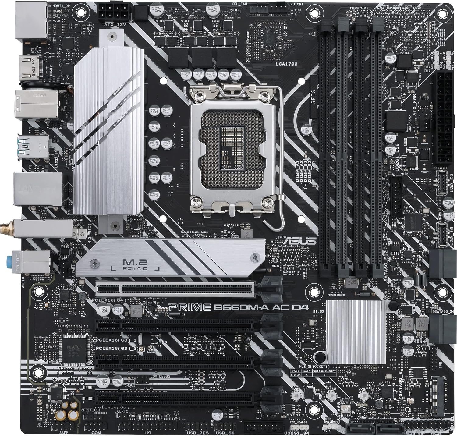 ASUS Prime B660M-A AC D4 LGA 1700(Intel 12th Gen) mATX Motherboard (PCIe 4.0,DDR4,2X M.2 PCIe 4.0 Slots,Wi-Fi 5,Front USB 3.2 Gen 1 Type-C, Addressable Gen 2 headers,ASUS 5X Protection III)