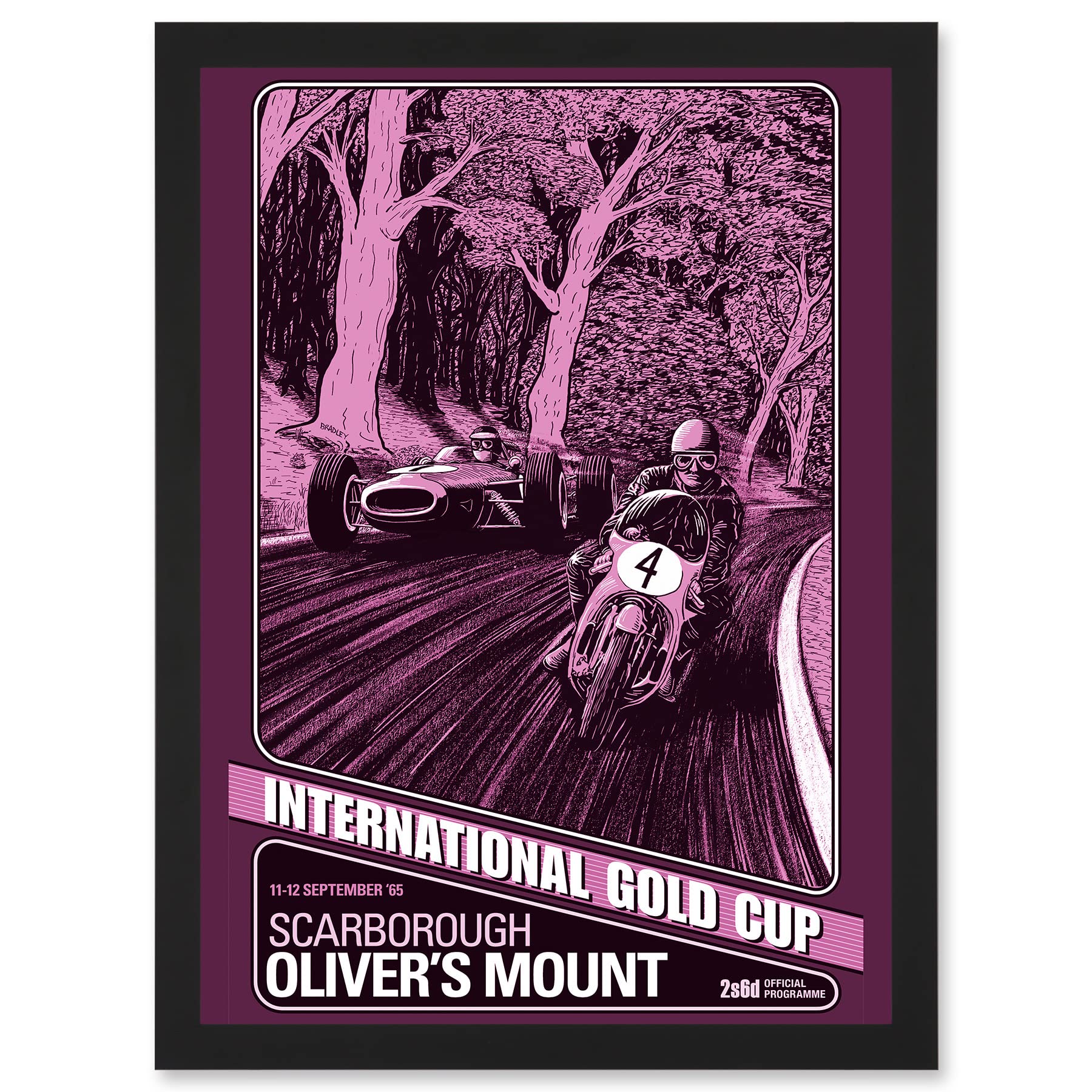 Wee Blue Coo International Gold Cup 1965 Scarborough Olivers Mount UK Motor Sport Car Auto Racing Grand Prix Historic Fantasy Races Artwork Framed Wall Art Print A4