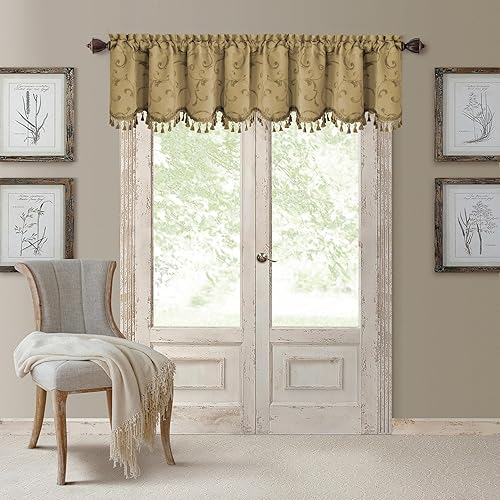 Miniatura 13 de Elrene Home Fashions Mia Jacquard Scroll Cortina Opaca para Ventana, 52" x 95" (1 Panel), Azul Azul,Dorado,Gris,Rojo,Gris