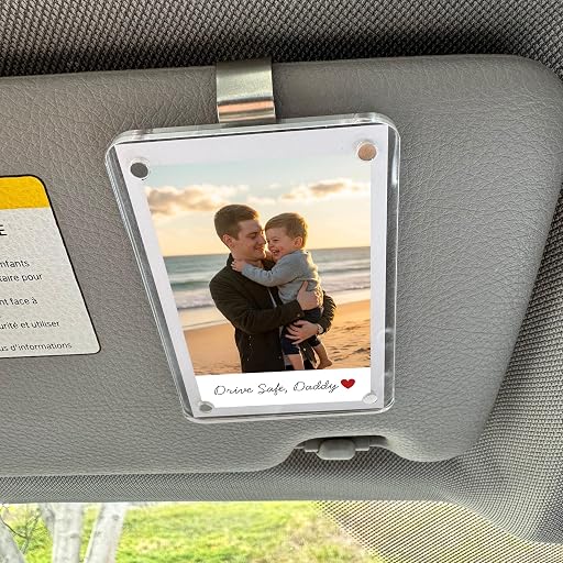 Noni Personalized Photo Car Visor Clip for Dad, Drive Safe Car Accessory, Custom Photo Gift for Father, Personalized Drive Safe Gift for Fathers Day Birthday Christmas