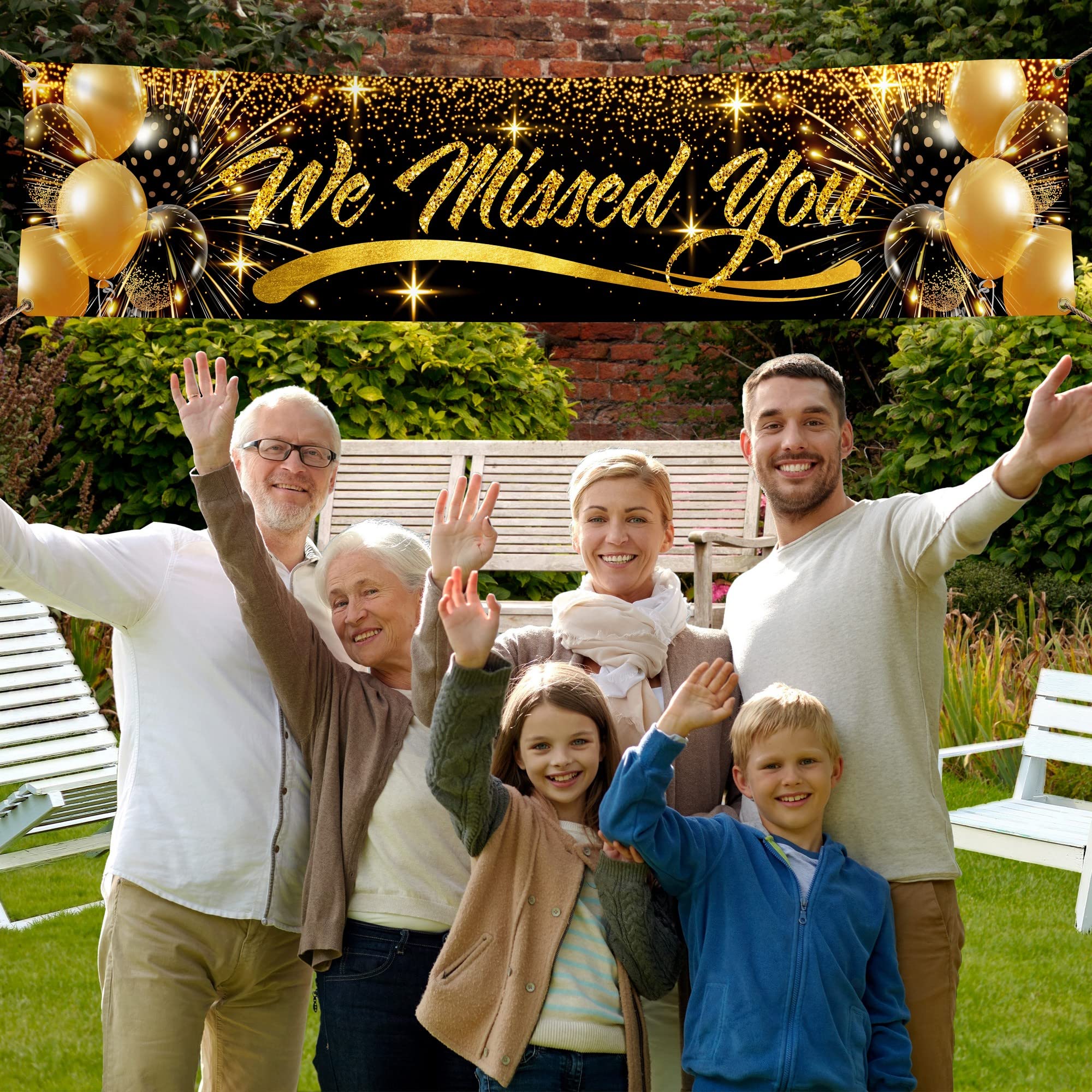 Welcome Home Banner 180x40 Cm – 'We Missed You So Much' Mit Ballonbild, Weiß