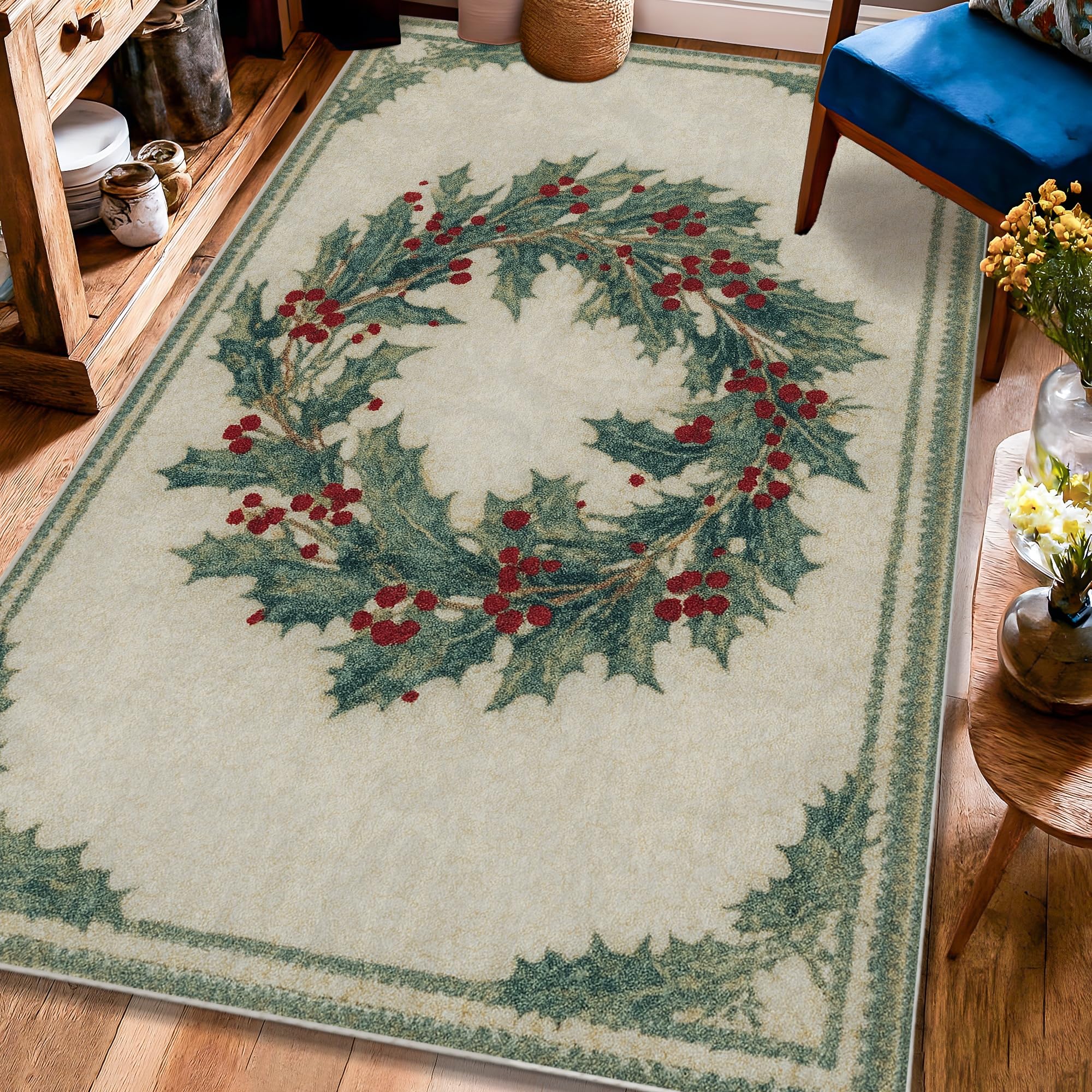 Tapis couronne de Noël vert pour partager la magie des fêtes en famille