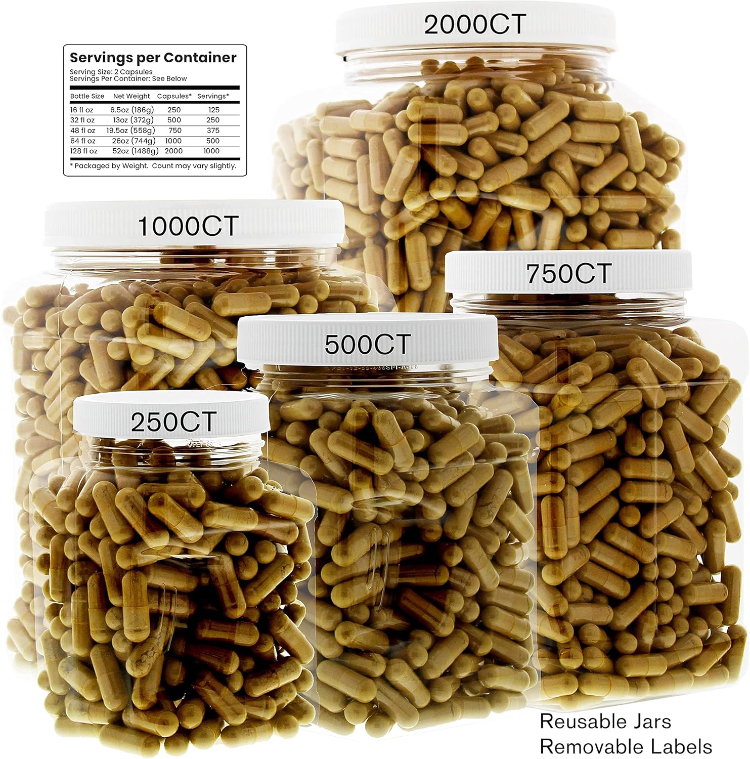 NOX Blend - 750 Capsules of L-Arginine & L-Citrulline in a Clear Square Grip Jar