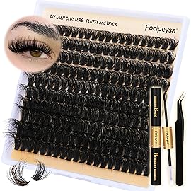 DIY Eyelash Extension Kit Volume Thick Lash Clusters Kit 10-18mm Thick Lash Extensions 90D Individual Eyelashes Extensions Kit with Lash Bond, Lash Remover, Lash Applicator (90D-D Curly-200Pcs)