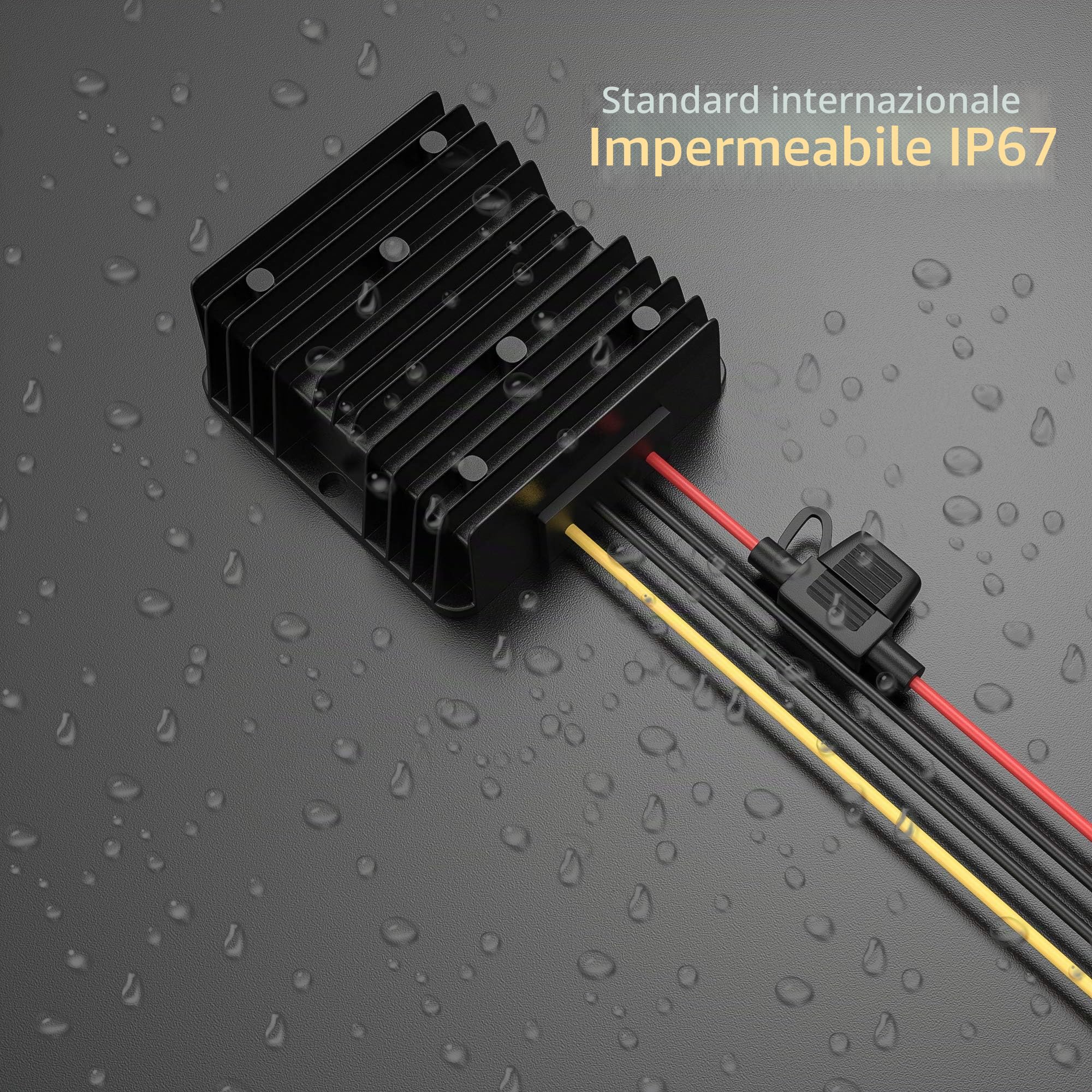 Convertitore da 24 V a 12 V, trasformatore step-down da 30 A, 360 W, impermeabile, con fusibile incluso, riduttore di tensione per carrelli da golf, auto, camion, barche, sistemi LED