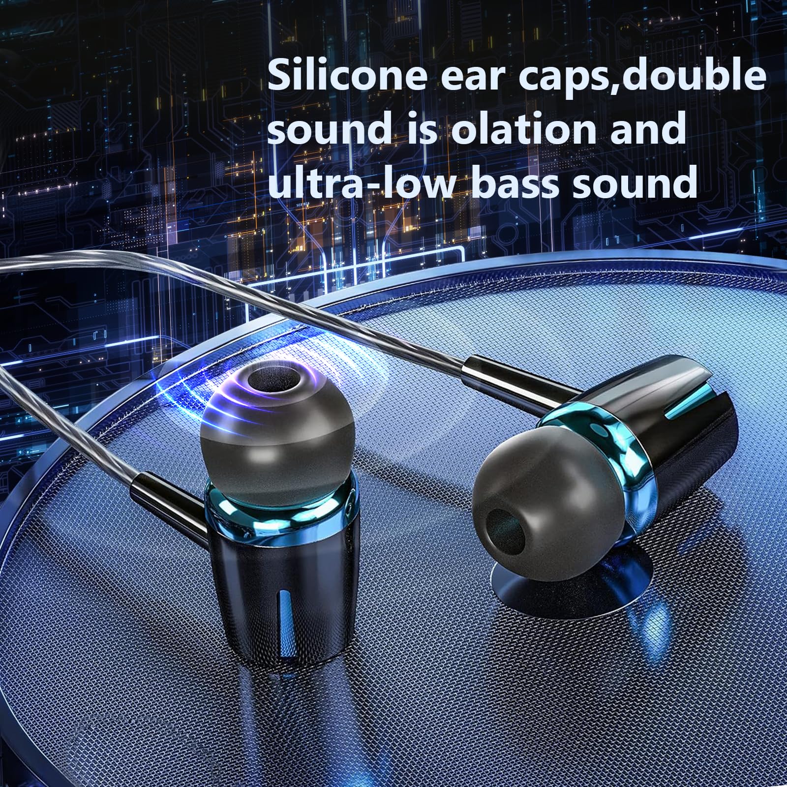 In Ear Wired Headphones,4 Packs Wired Earphones with Microphone&Volume Control and 12 works Replacement Earplugs,Noise Isolating & Deep Bass Headphones in Ear for i-Phone,i-Pad - Image 2