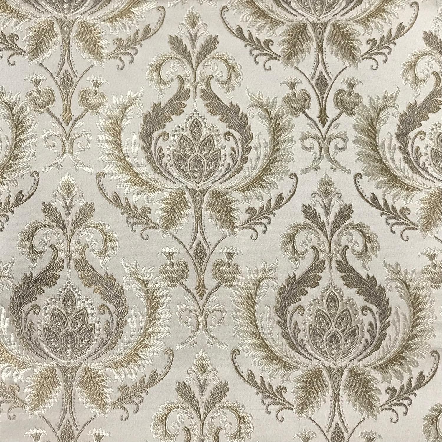 Luxurious Premium Jacquard Damask Design Furnishing Fabric for Upholstery, Chair, Window Treatments, Craft - Renaissance Rococo Victorian - 54" Width - Fabric by The Yard (Gold)