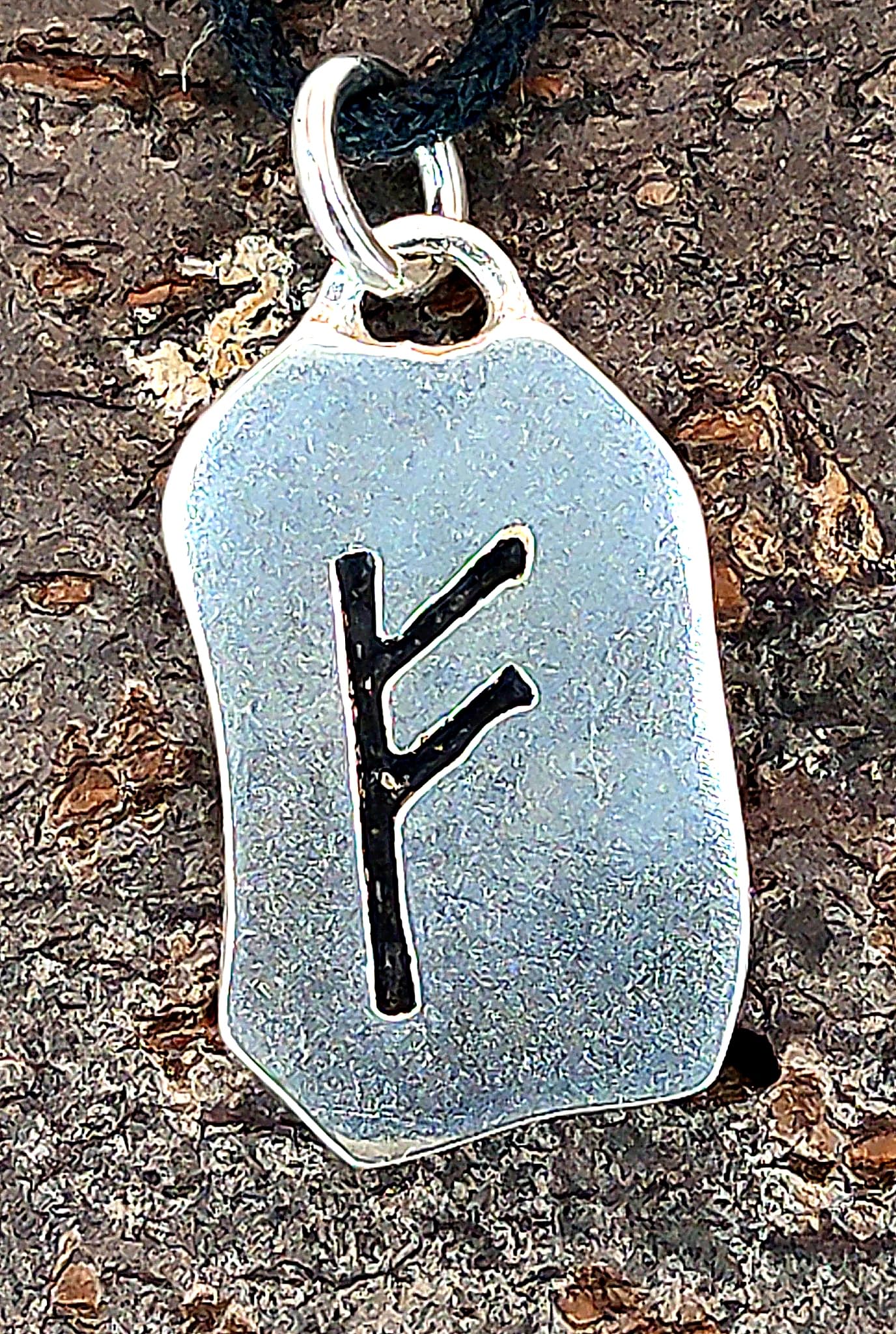 Pendentif rune Fehu en argent sterling 925 N° 299