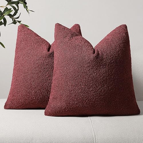 DEZENE Juego de 2 fundas de almohada decorativas con textura de Boucle de 18 x 18 pulgadas, color gris, para cama, sofá, sala de estar, fundas