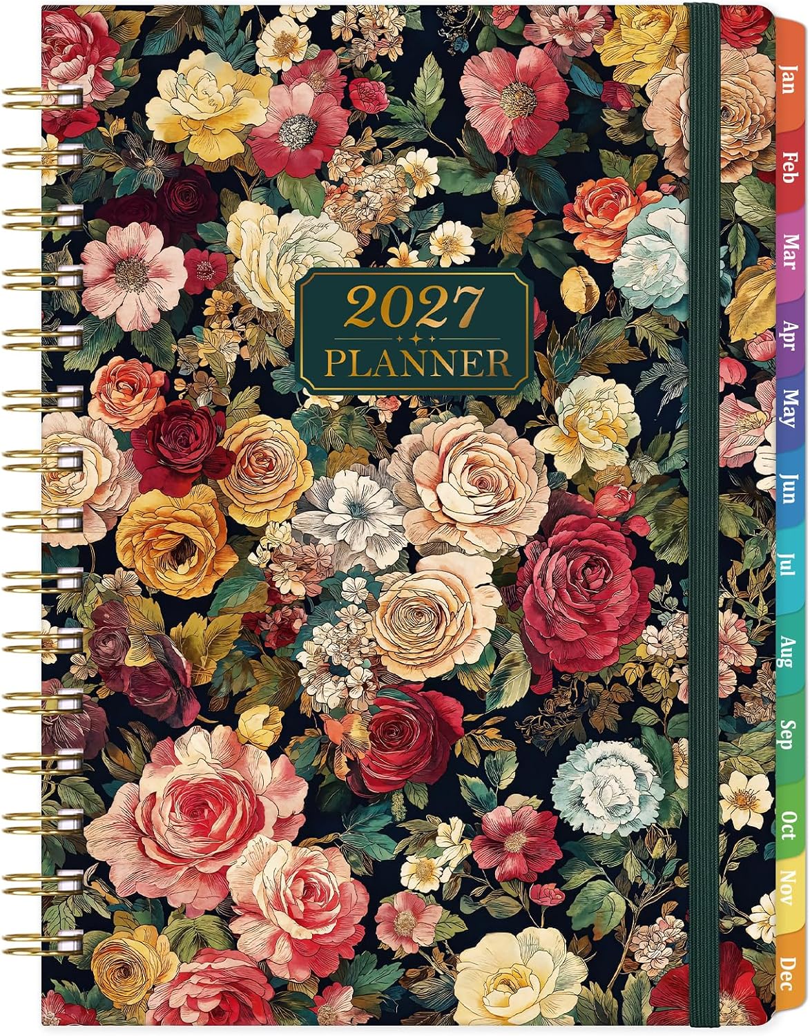 2027 Planner - Jan. 2027 - Dec. 2027, Calendar Planner 2027 Spiral Bound | 6.3" x 8.4", 2027 Planner Weekly and Monthly with Hardcover, 12 Monthly Tabs, Thick Paper, Back Pocket, Elastic Closure