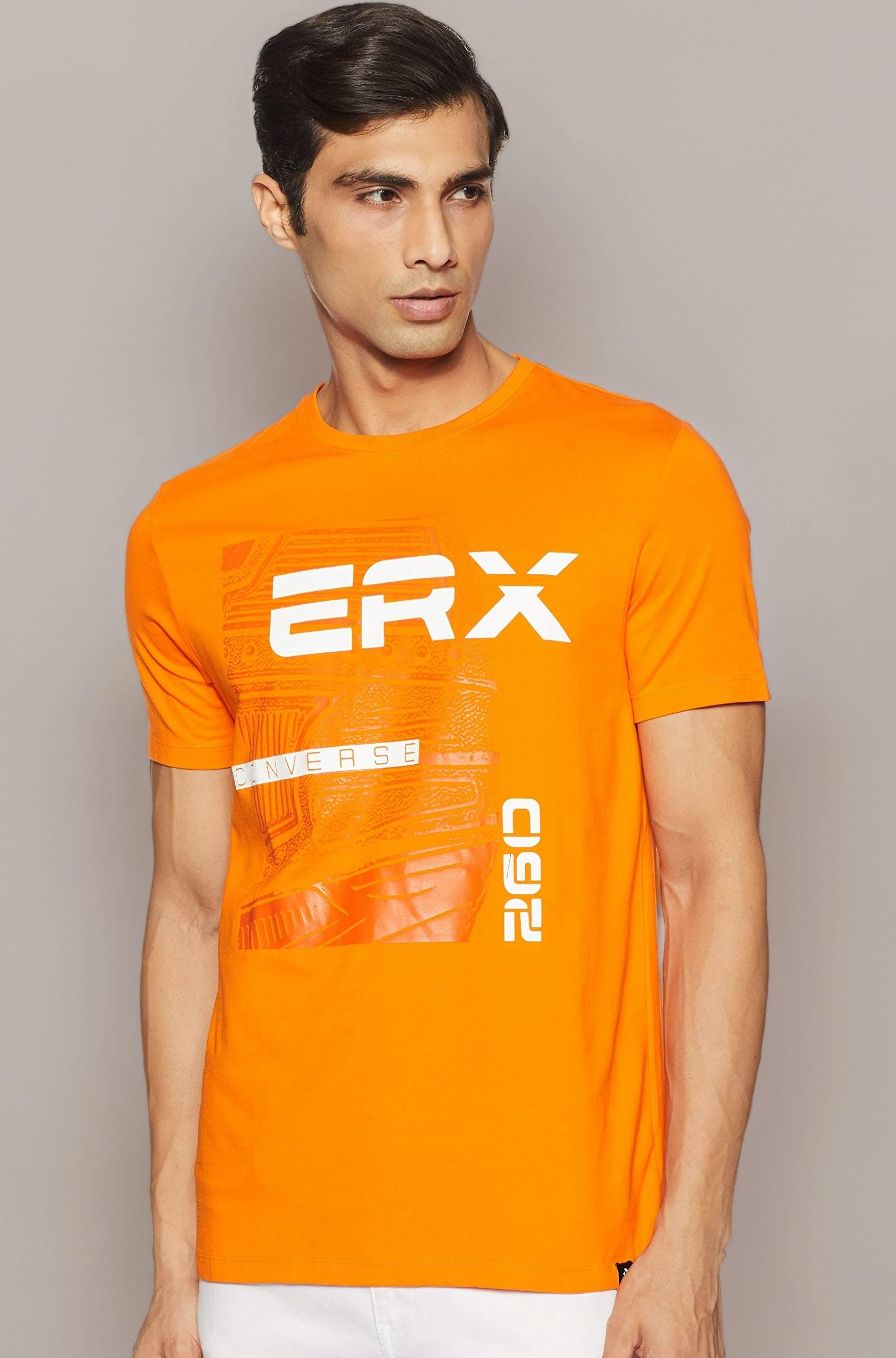Men'sRegular T-Shirt (CONV-HO19-M-05 A_Orange S)