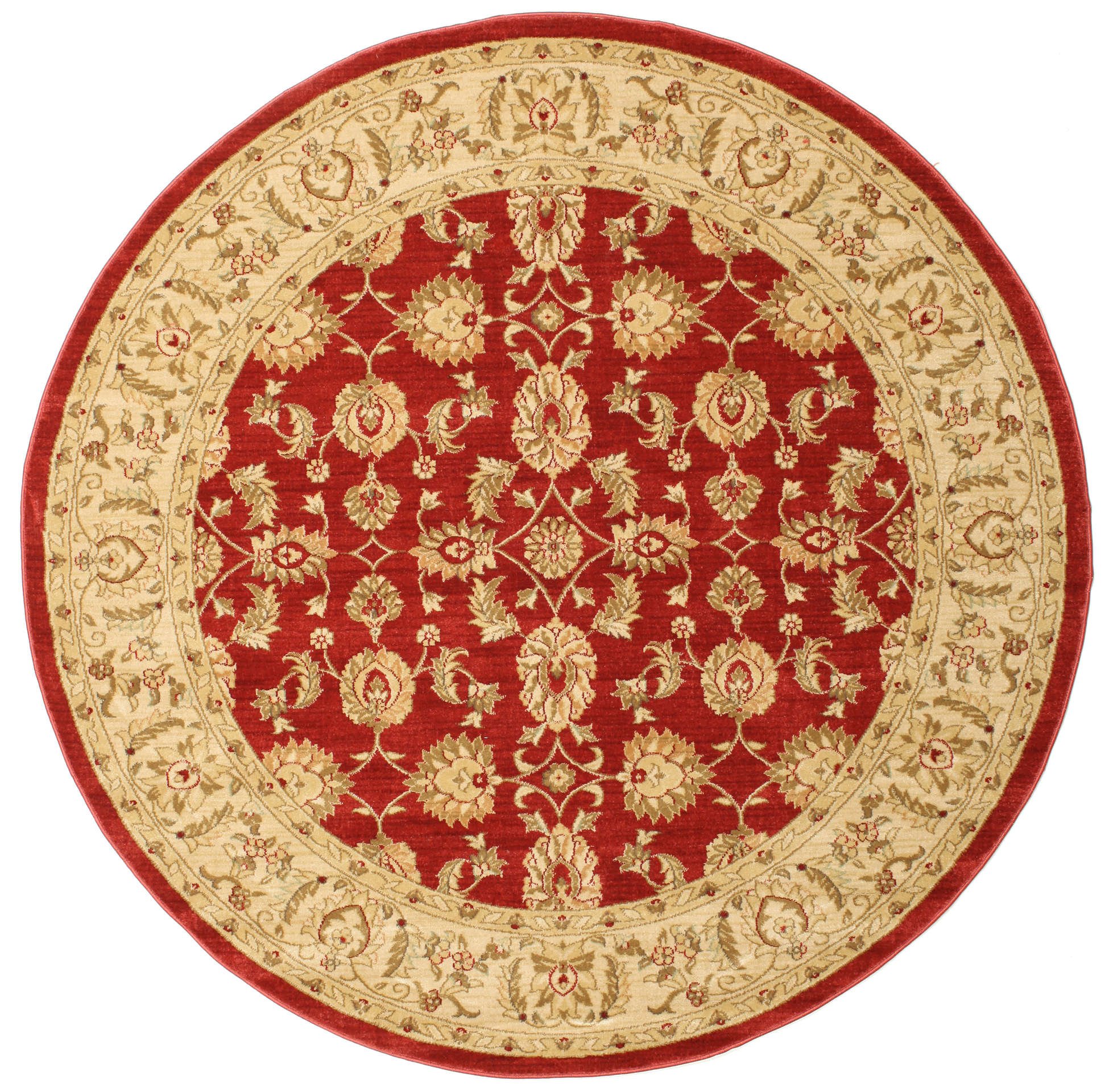 RugVista Ziegler Kaspin, Alfombra, Orientales, Ø 200 cm, Redondo, Pelo Medio, Sala de Estar, Comedor, Dormitorio, Cocina, Limpieza en seco, Oeko_Tex_100, Rojo