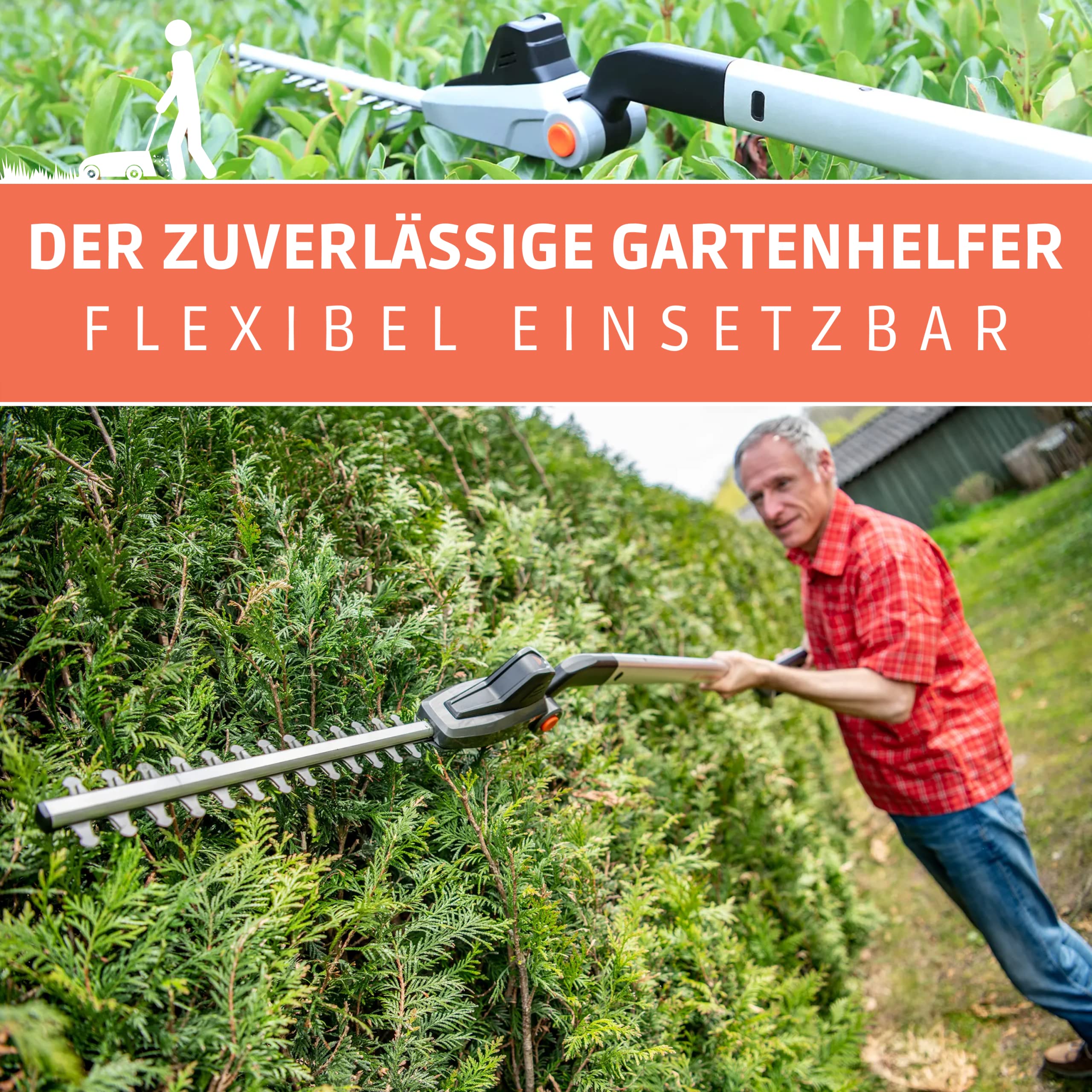 Yard Force 12 V iFlex Urban akumulatorowa kosiarka do trawy, podkaszarka do trawy i nożyce do żywopłotu, w zestawie z akumulatorem litowo-jonowym 12 V/4,0 Ah, do 50 m², szerokość cięcia 23 cm,