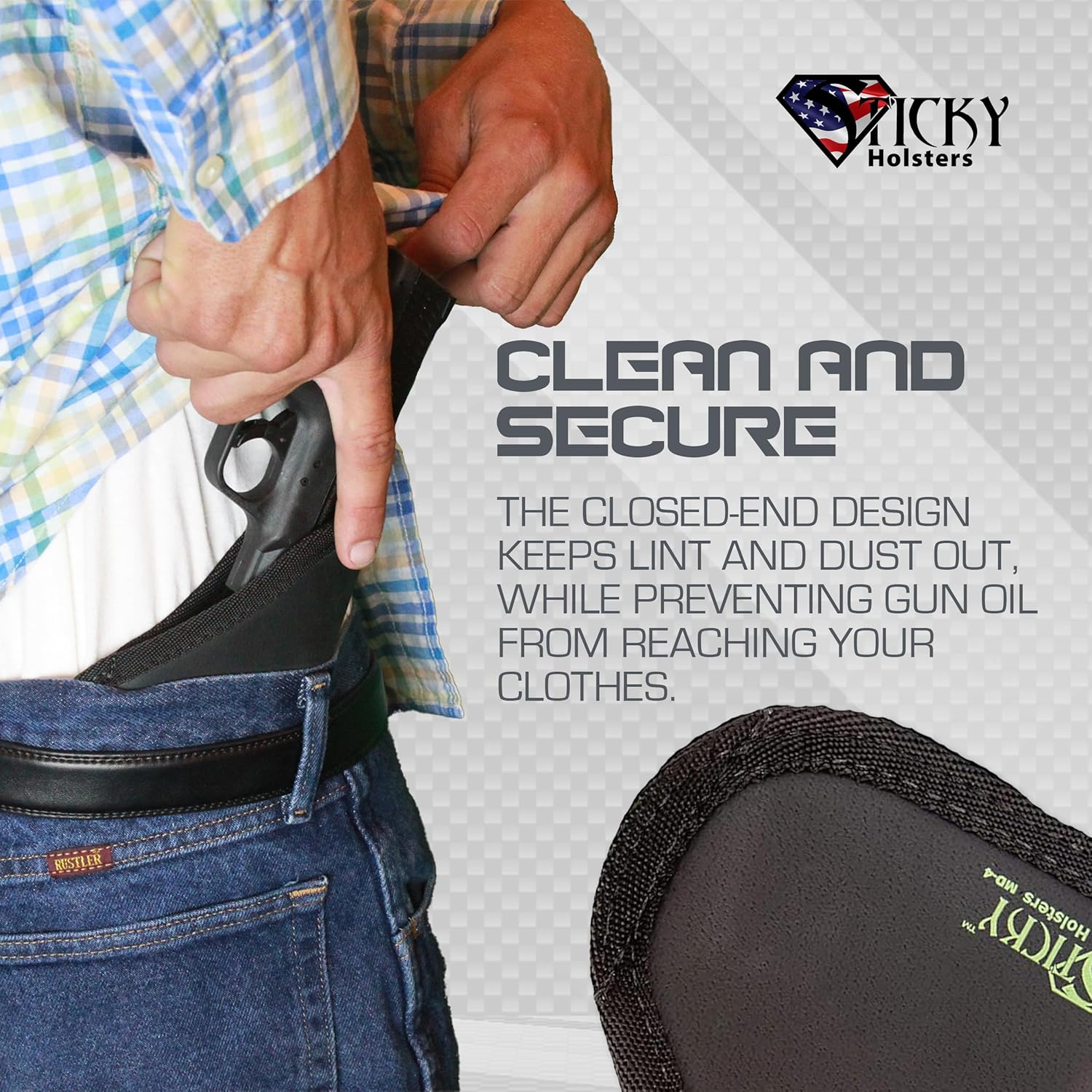 Sticky Holsters Concealment Holster for Men and Women - MD-4 MOD - Fits Glock 43, S&W Shield and Similar with up to 3.6" Barrel and Laser - for Left and Right-Hand Draw; IWB and Pocket Carry