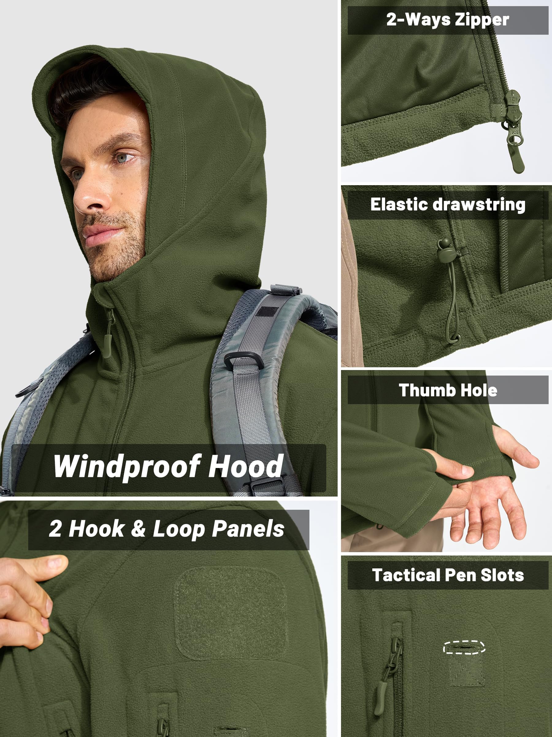 TACVASEN Chaqueta Militar Caliente para Hombre a Prueba de Viento Fleece Jacket