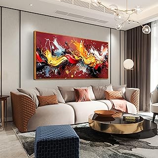 Ouzzlie Colorful Wall Decor Red Art for Living Room Large Wall Pictures Abstract Artwork Home Decor Prints Wall Art 29"x 59"