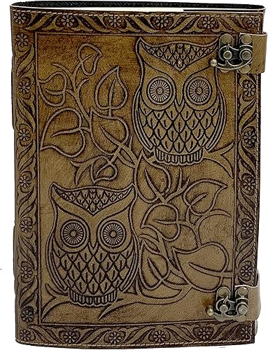 Miniatura 7 de Diario de búho, diario de cuero en relieve de búho, diario de cuero para hombres, diario de cuero para mujeres, diario de papel hecho a mano de 240
