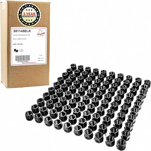 Wheel Accessories Parts 100 piezas de 0.551 in 1.50 14x1.50 rosca de extremo abierto de bellota de 0.827 in 0.84 pulgadas de largo tuerca negra