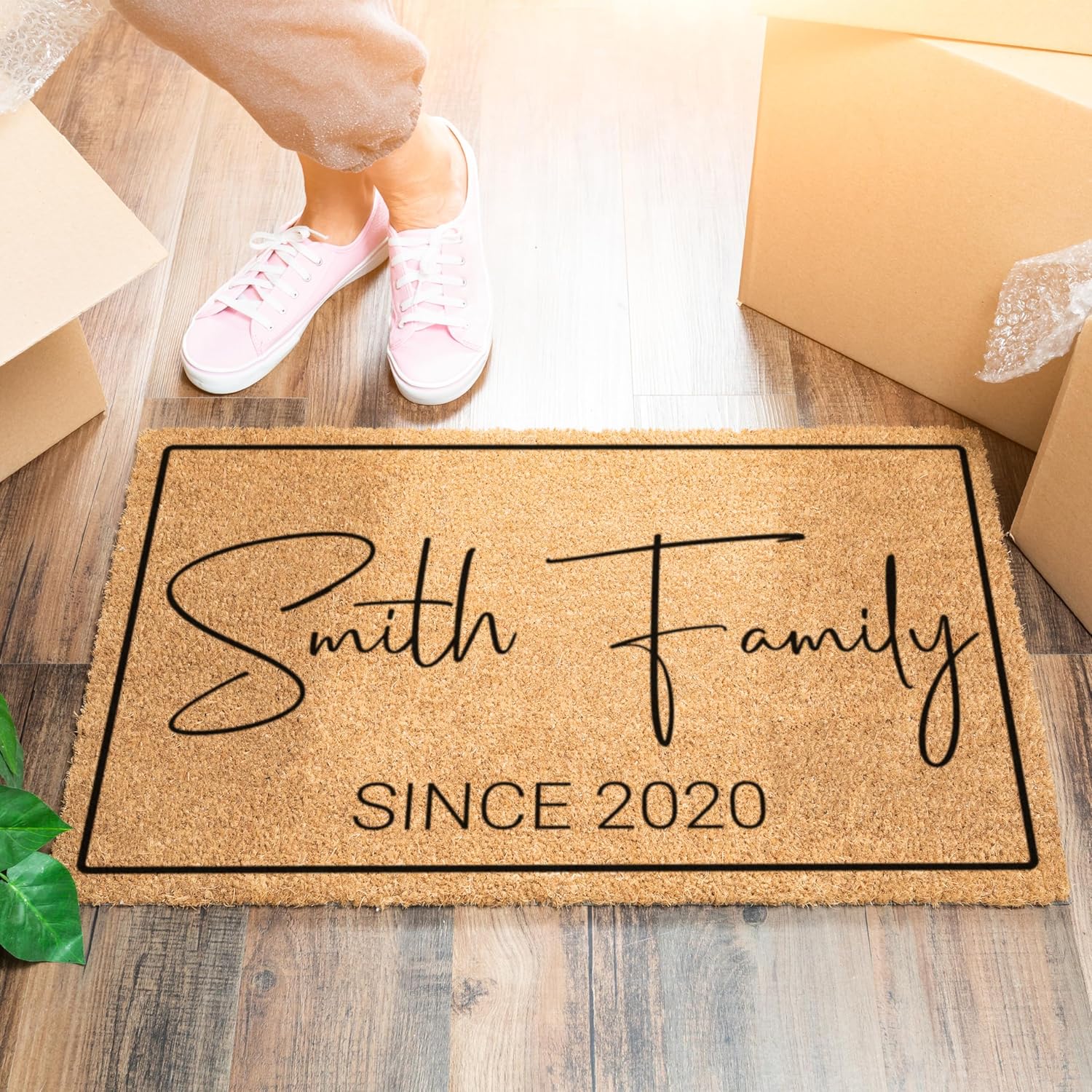 GIFTBYGIFTY Custom Welcome Doormat with Family Name & 6 Designs, Personalized DoorMats, Housewarming Gift - Door Mat with Anti-Slip Backing, Customize Doormat Outdoor Indoor Entrance