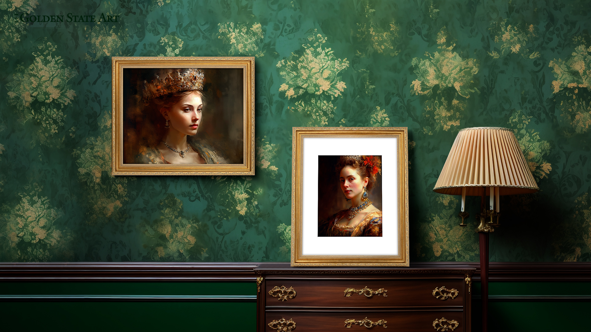 Mat Board Center Ornate Gold & Black Frame- Fits 11x14 & 16x20 Photos