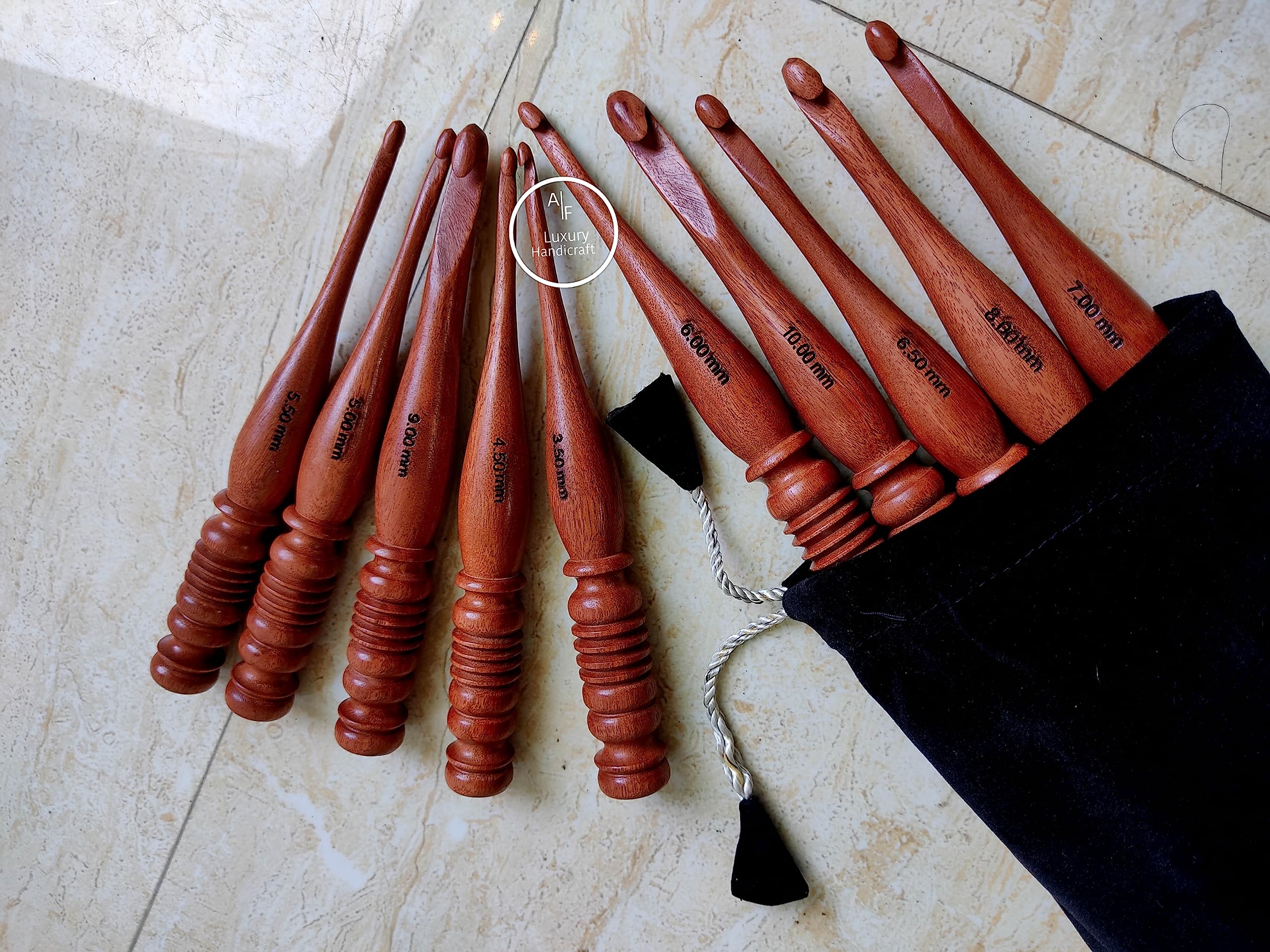 Zestaw igieł do szydełkowania 10 rozmiarów, 3,5 mm do 10 mm, ergonomiczny, unikalny design, wygodny haczyk do szydełkowania, ręcznie robione druty, splot przędza, rzemiosło A.F. Luksusowe rękodzieło