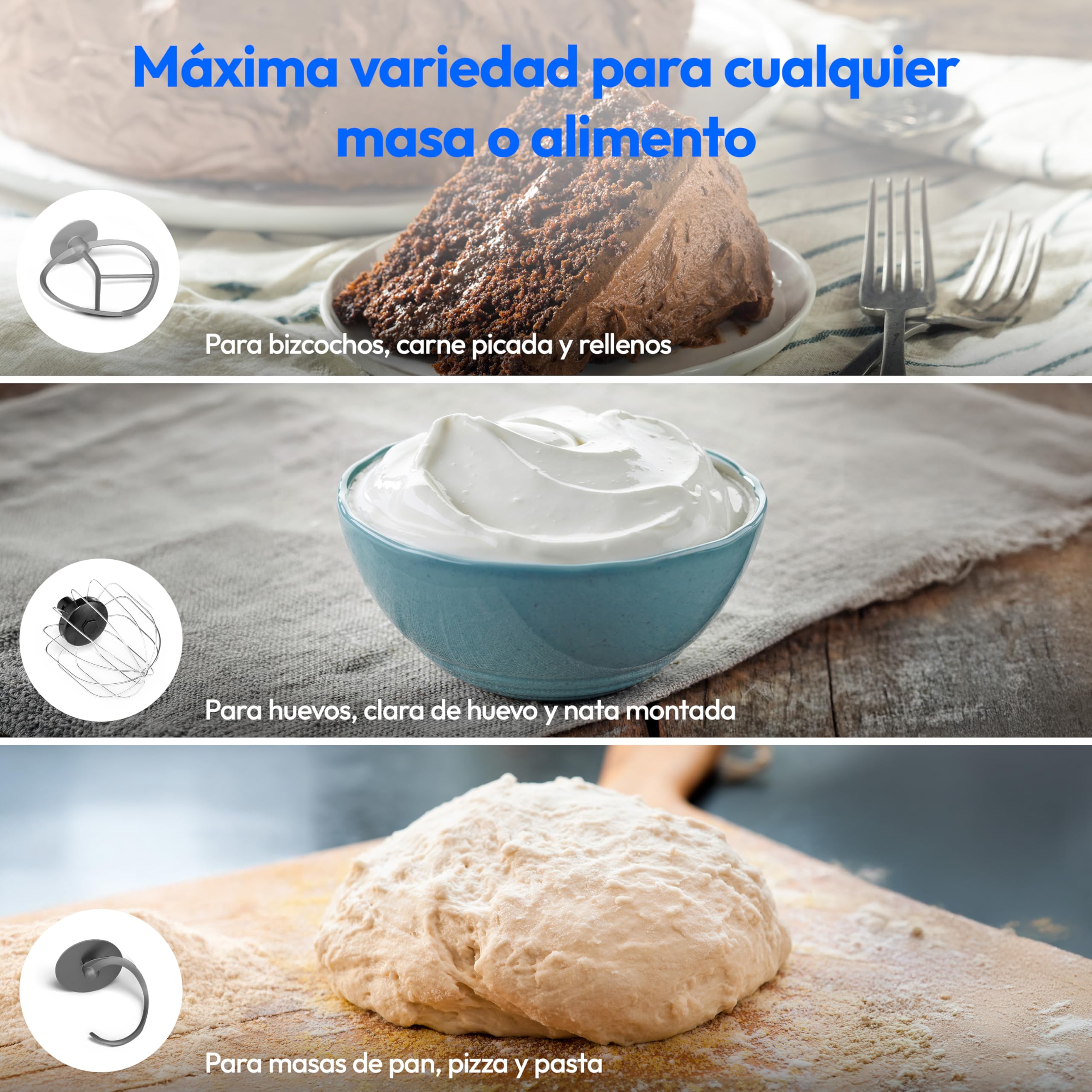 Procesador de alimentos universal MEDION 3 en 1 (digital, 1.200 vatios, 8 niveles, mezclar amasar batir mezclar picadora, bol para preparar helados, pantalla táctil digital, MD18430) negro