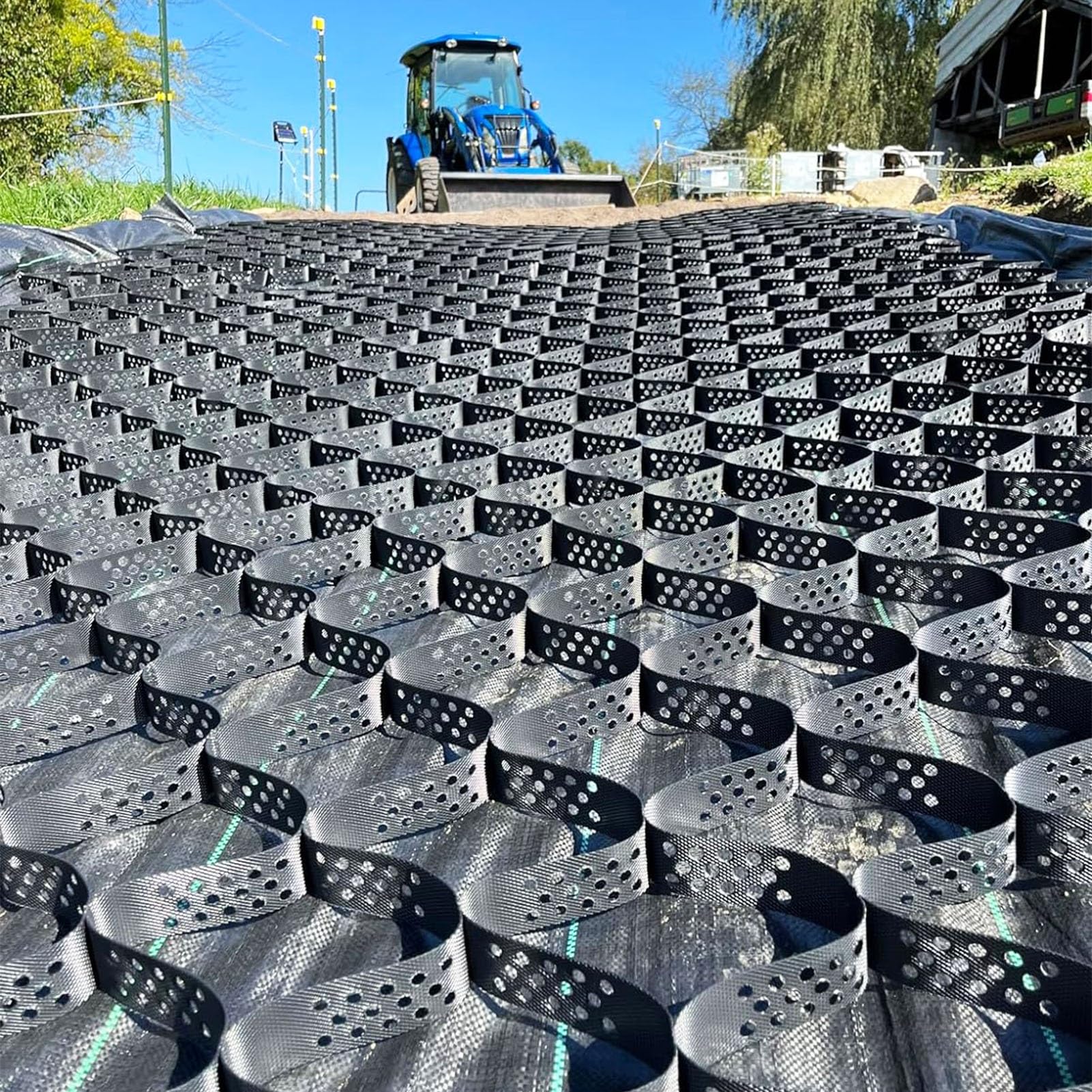 Pavés d'allée de jardin sans boue grâce au stabilisateur en nid d'abeille 2 x 10 m