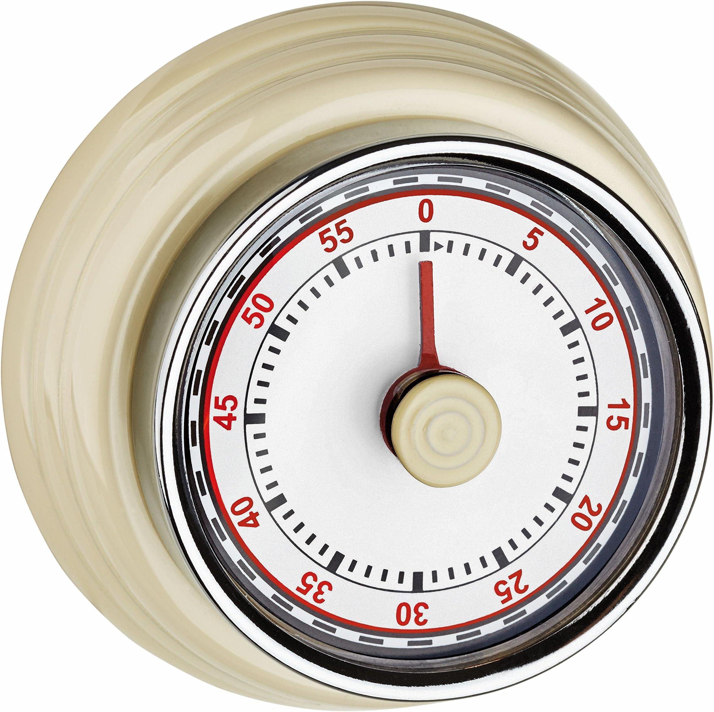 TFA Dostmann Küchen Timer, 38.1037.09, Eieruhr, mit Aufzugswerk, ohne Batterien, mit Alarm, Retro-Design, Beige