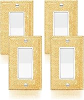 Vista 19 de 4 piezas de diamantes de imitación de imitación de madera de grano de pared cubierta de interruptor de luz de palanca, cubierta decorativa duradera