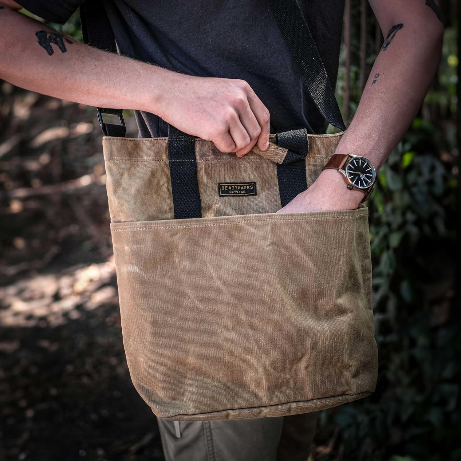 Readywares Crossbody Bag | Heavy Duty Waxed Canvas Messenger Bag and Book Tote, Durable Canvas Travel Bag for Men, Built Tough for Daily Carry, Work, Commute, and Travel