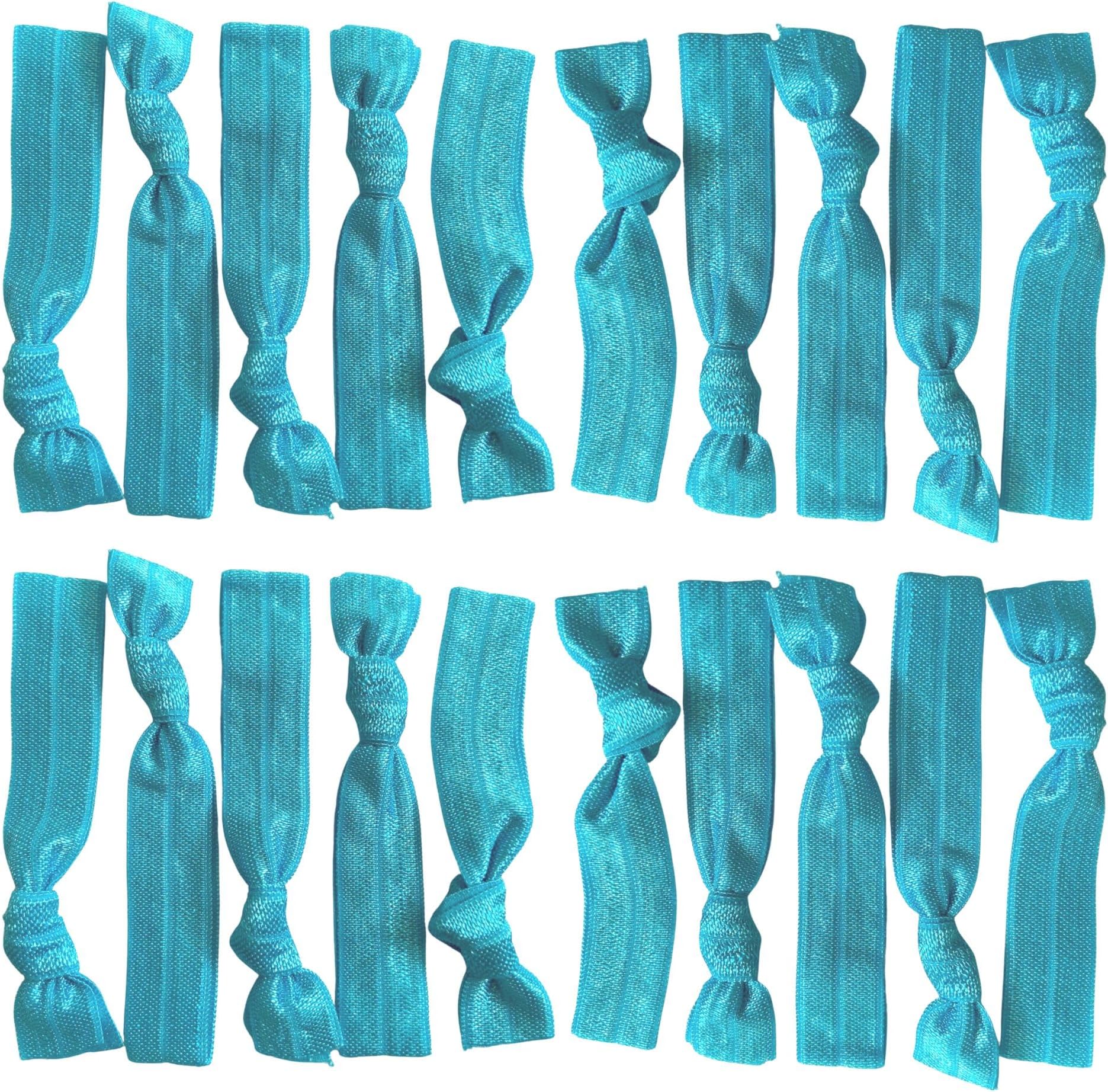 - Kenz Laurenz Hair Ties 20 Elastics Ponytail Holder Set No Crease Ribbon Bands (Teal)