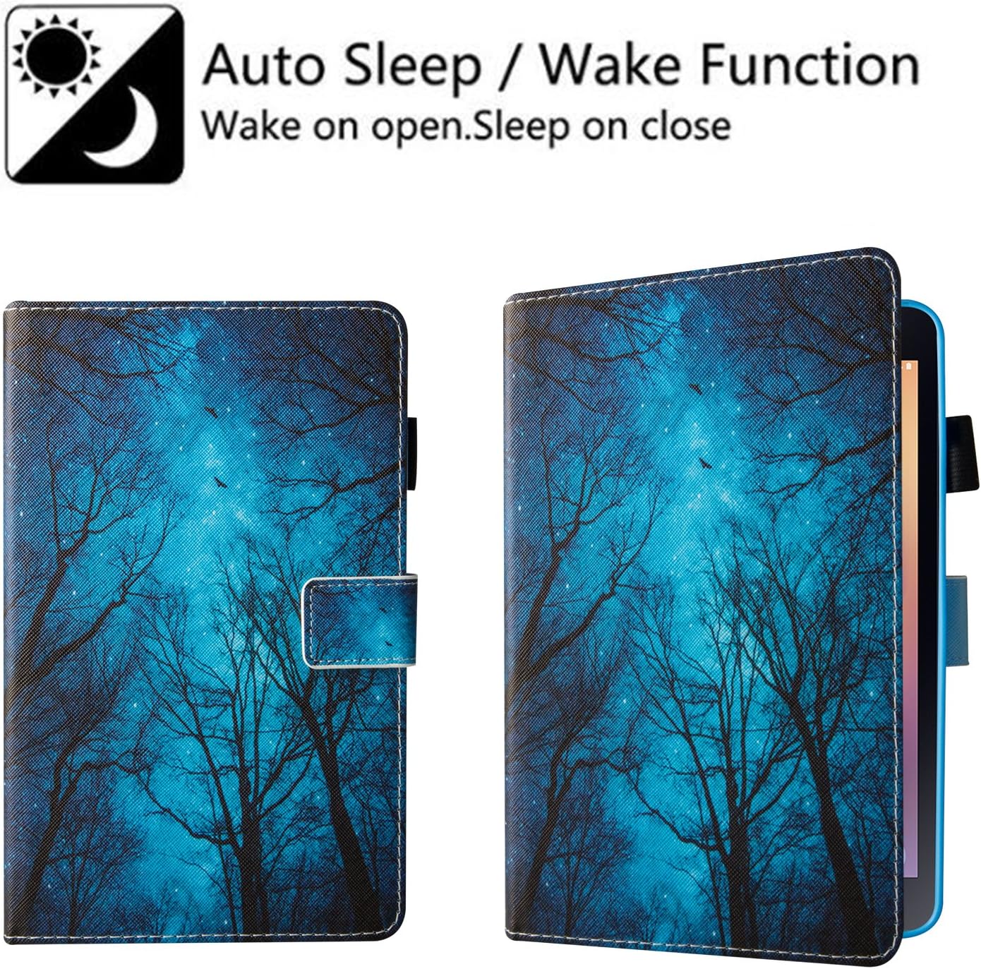 Dteck Case for (SM-T380 /SM-T385) Samsung Galaxy Tab A 8.0-Inch Tablet 2017 Release, Magnetic Closure Synthetic Leather Protective Wallet Stand Cute Flip Fold Cover Case with Stylus Pen, Green Forest