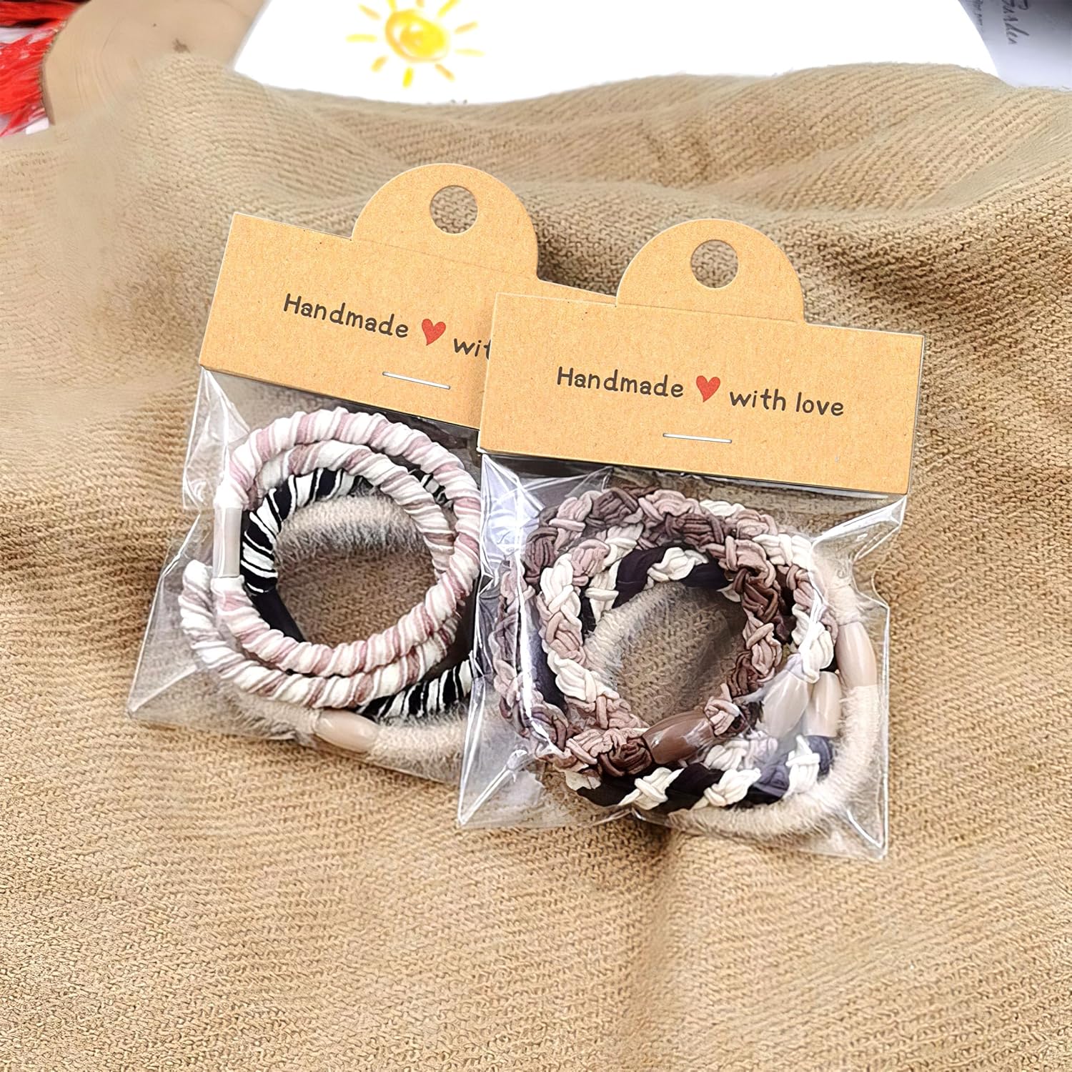 Lesnala 150 Set Jewelry Package Bags with Kraft Hanging Cards Small Business Storage Display Supplies for Craft Key Chains Bracelets Earring and More