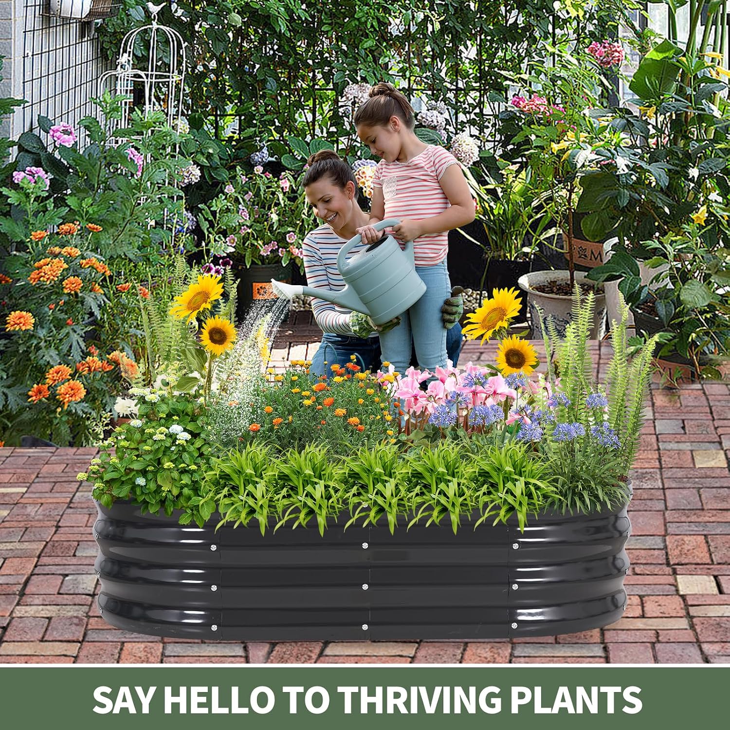 Condition photo showing New/Like New for 1more galvanized raised garden bed- planter garden boxes outdoor, raised beds for gardening, 4x2x1ft metal garden bed kit for vegetables flower, planter raised beds with tools.gray-2pack gray 4×2×1ft(2pcs)