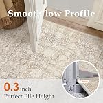 PureCozy 8x10 Beige Lavable Zone Neutre Rugs Décor du salon Floral Détresse Grande Rug Non Slip Rug Résistant à la tache Ruges Low Pile Soft Carpet Salle à manger Chambre Bureau Ferme Salle de jeux