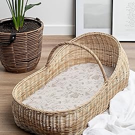 Baby Bassinet Sheets for Boy, Girl (Magic Forest) 2-Pack - Fitted Bedside Bassinet Sheets - Buttery Soft Cotton Blend for Standard Mattress Pad - Compatible with Halo BassiNest