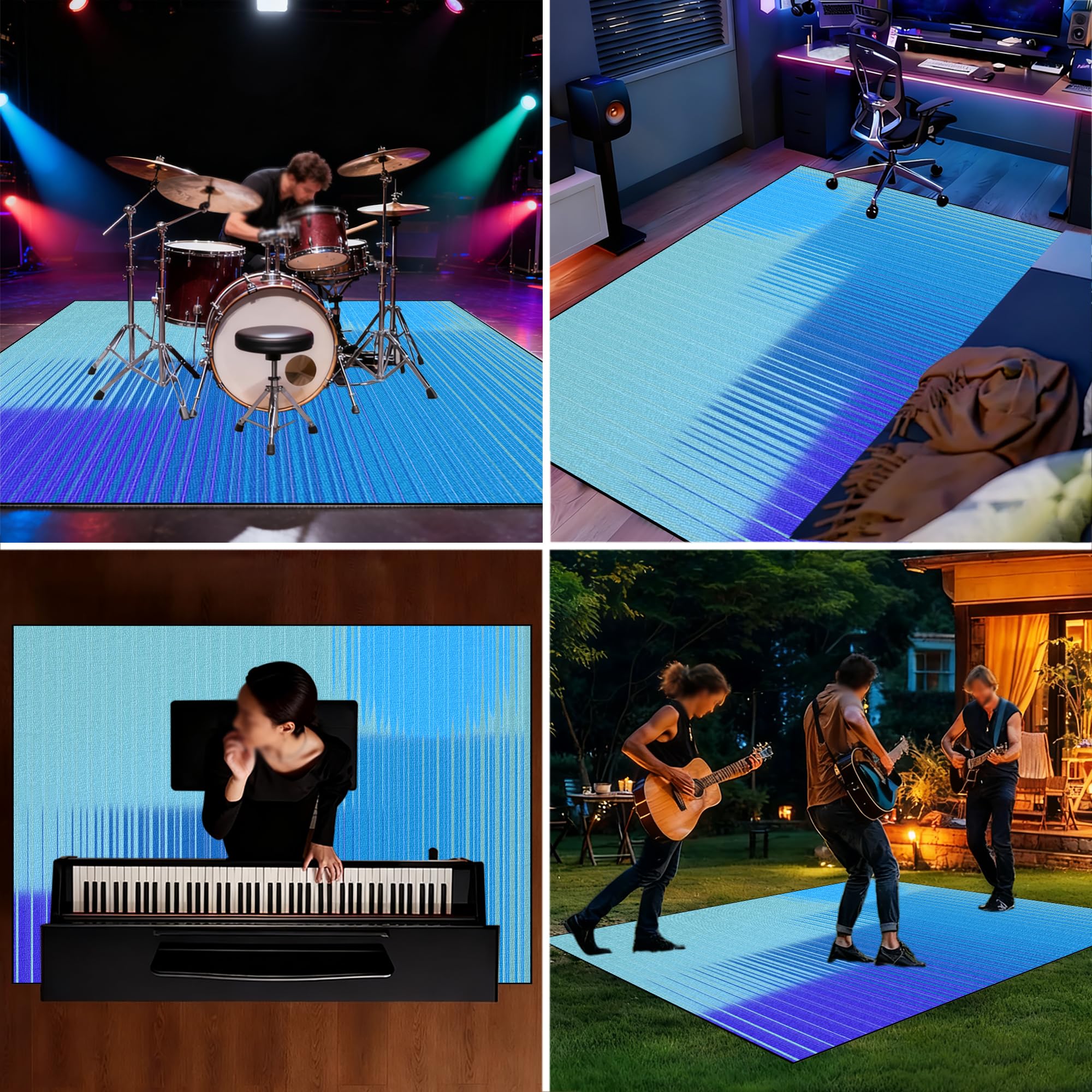 Dywan z baterią akustyczną, dźwiękoszczelny dywanik z baterią, elektroniczny dywanik do bębna basowego, antypoślizgowy do bębna basowego i innych elementów zestawu dywaników do dywanika 120 x 90 cm