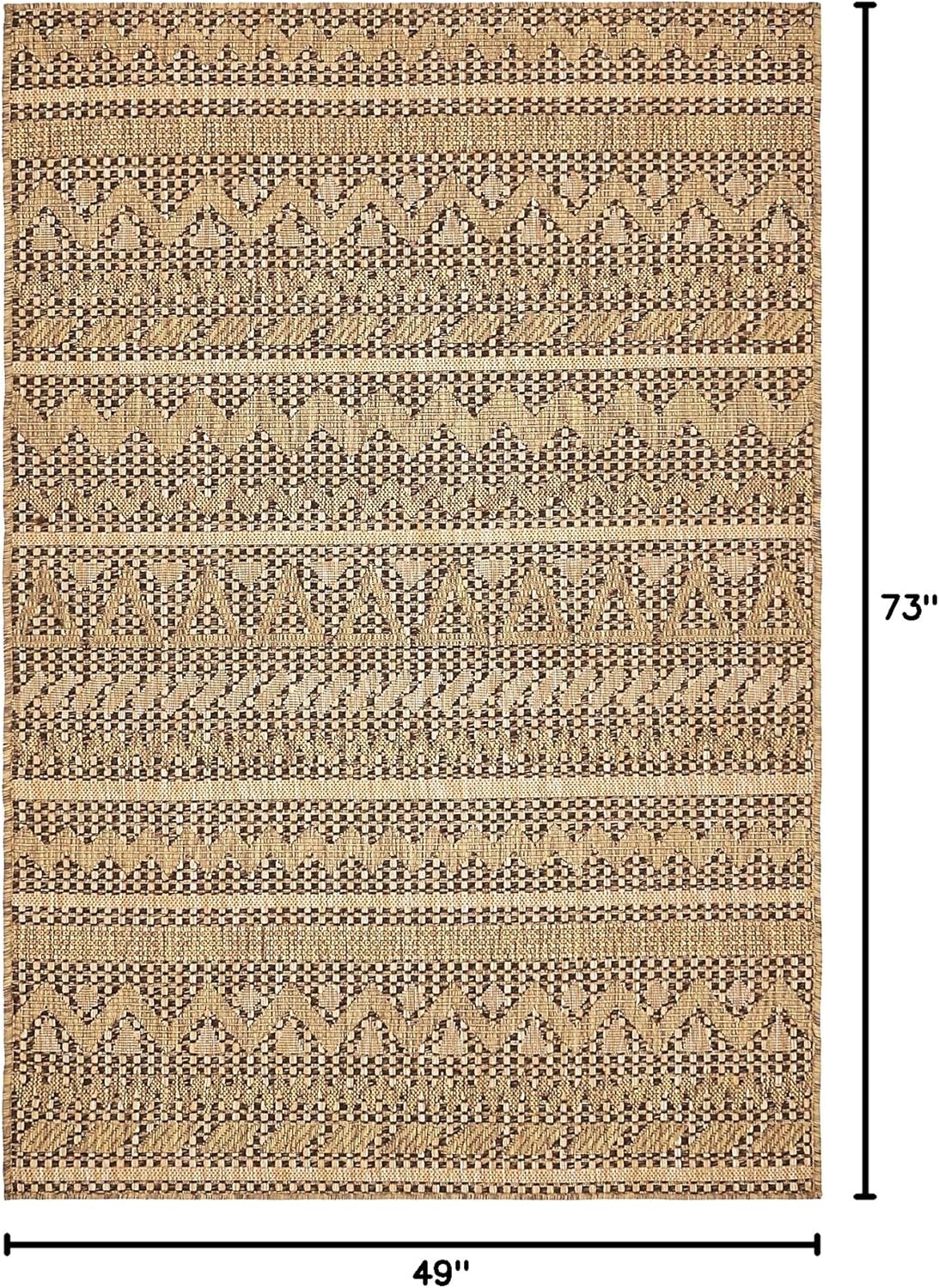 Unique Loom Outdoor Modern Collection Area Rug - Southwestern (4' 1" x 6' 1" Rectangle, Light Brown/ Brown)