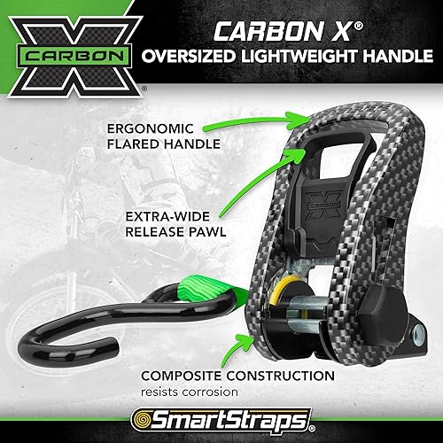 Miniatura 3 de SmartStraps Correas de trinquete de alta calidad de 14 pies, color verde (paquete de 4) - Resistencia a la rotura de 1,500 libras, carga de trabajo