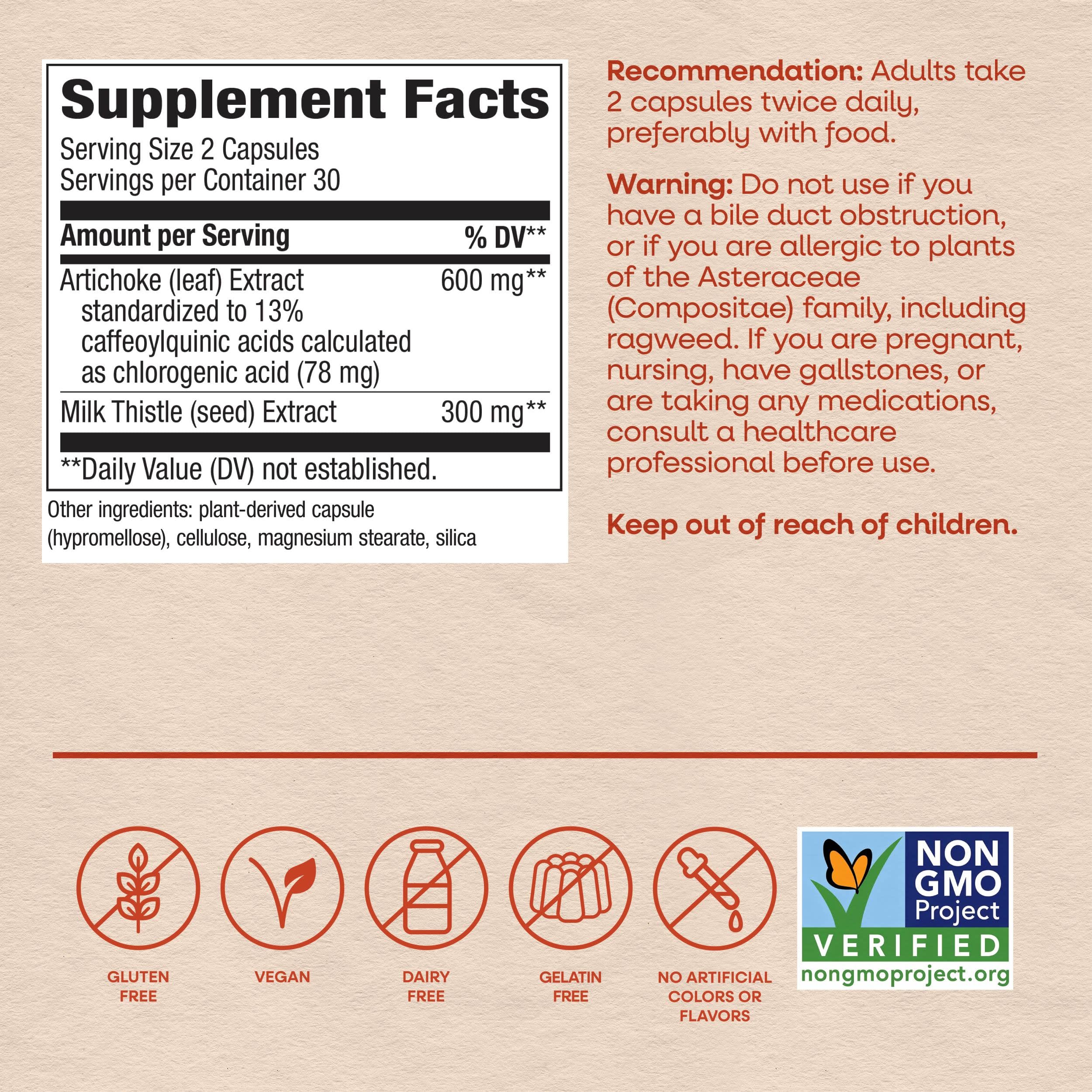 Nature's Way Artichoke, Digestion Support*, Standardized Extract, 60 ct — Amazon image 6