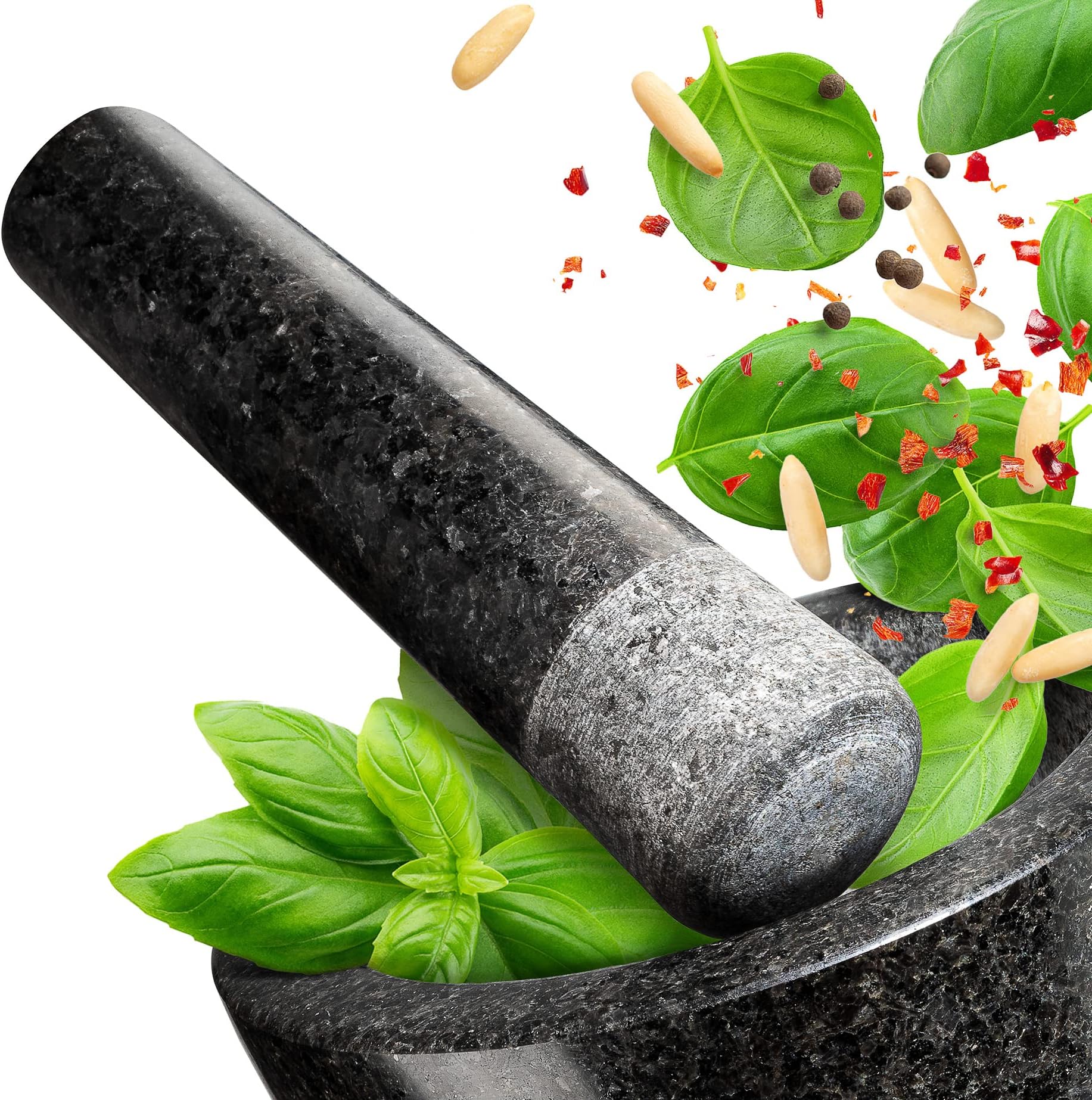 Granite Pestle 16 cm Black Polished for Mortar Spices, Herbs, Nuts Grinding