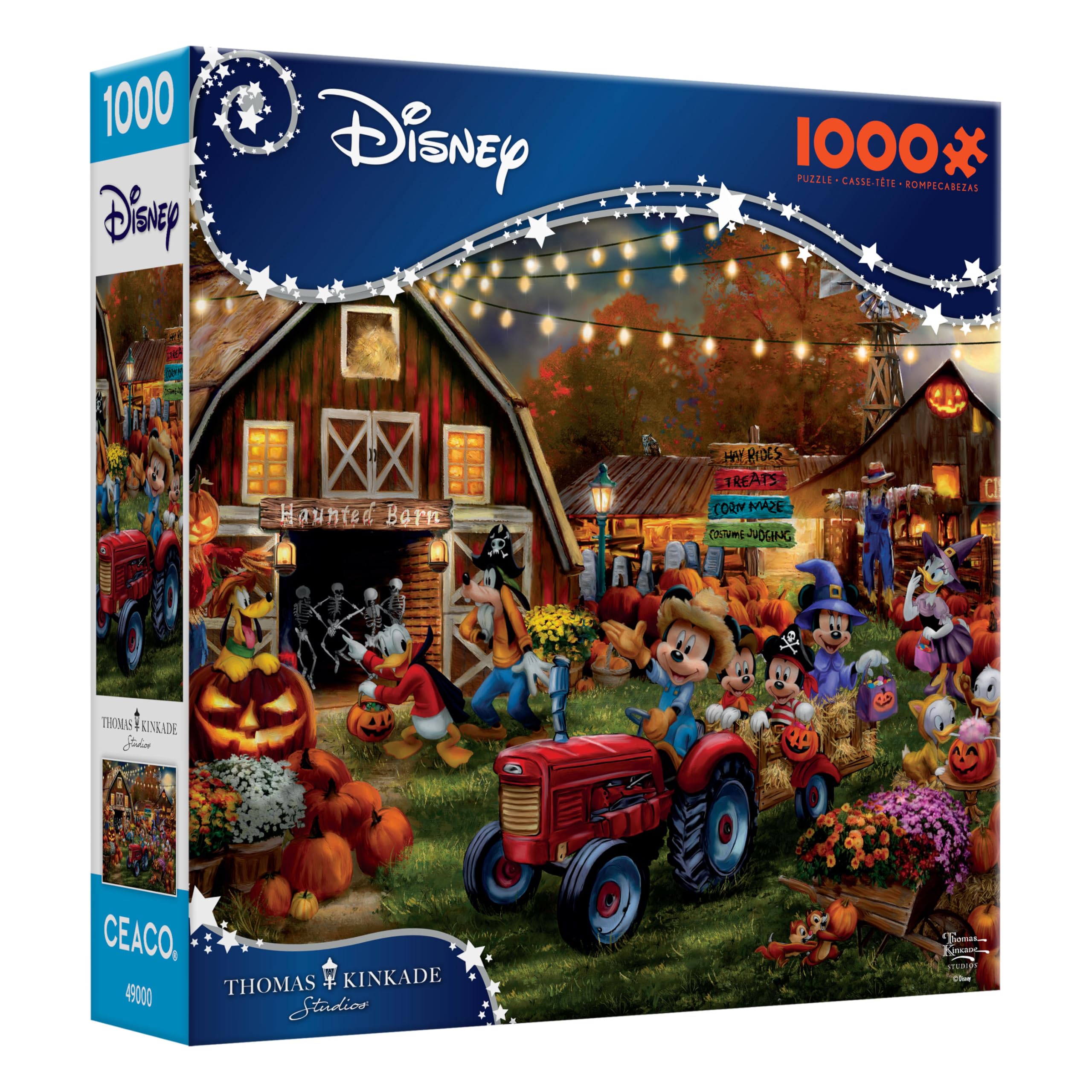 Ceaco - Disney – Thomas Kinkade - Mickey and Minnie Pumpkin Festival – 1000 Piece Jigsaw Puzzle ​ Challenging and Colorful Puzzle for Adults – Precision-Cut Pieces