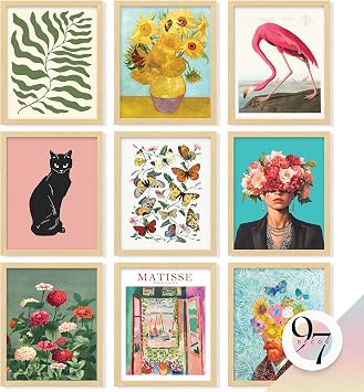 97 Decor Artsy Eclectic Wall Art - Boho Maximalist Wall Decor, Trendy Gallery Wall Art Prints, Famous Artist Posters Set, Colorful Decoration Aesthetic Pictures For Home Bedroom 8x10 Unframed