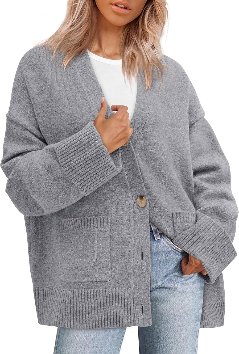 PRETTYGARDEN Women's 2026 Oversized Cardigan Sweaters Trendy Chunky Knit Long Sleeve V Neck Button Down Fall Winter Outfits