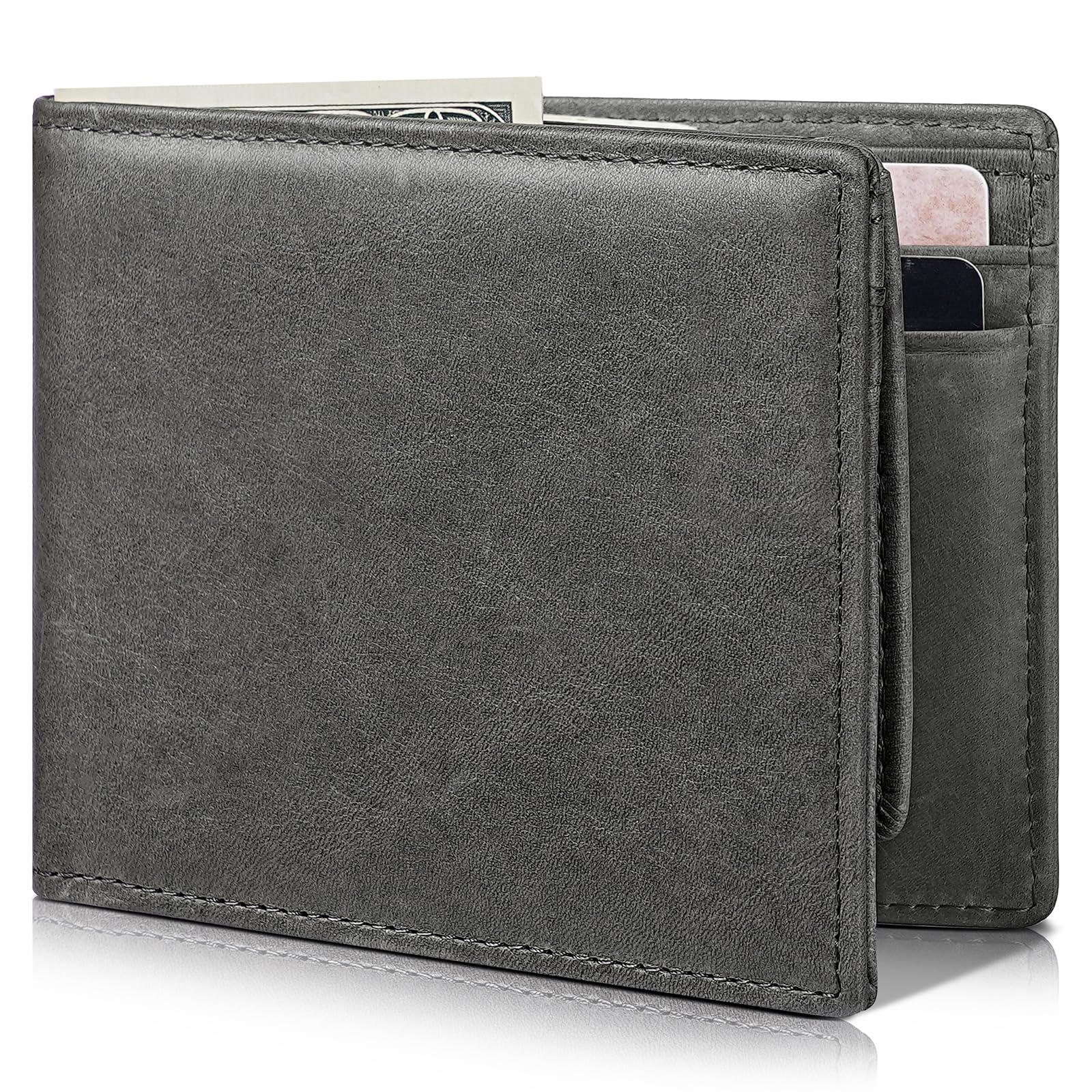 Artpaxy Mens Wallet Bifold Genuine Leather RFID Blocking Wallet for Men with 2 ID Windows 12 Card Holders 2 cash pockets 1 Gift Box