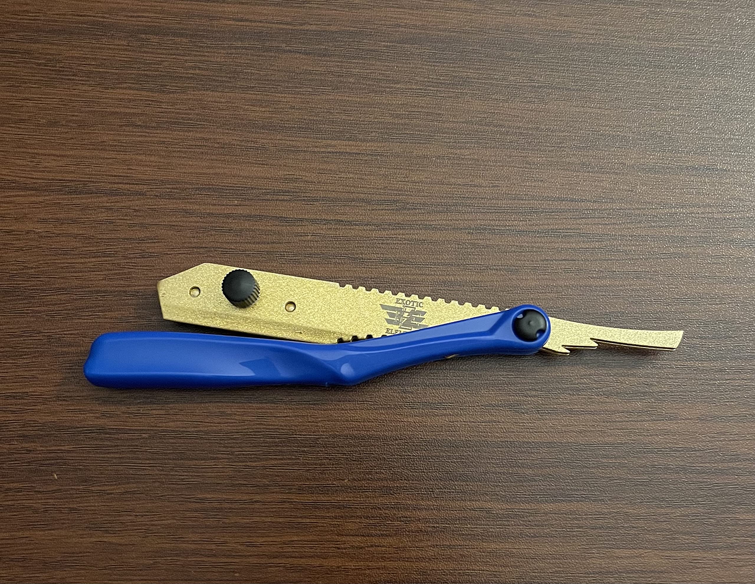Blue and Gold Exclusive Barber Shop Straight Edge Razor Very Cool Design Bone Shaped Razor Knife