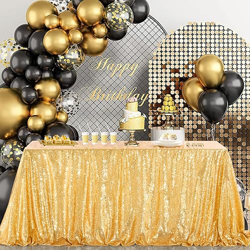 Miniatura 4 de B-COOL Mantel rectangular de lentejuelas doradas de 60x102 pulgadas, mantel de lentejuelas brillantes para fiestas, bodas, banquetes, fiestas de