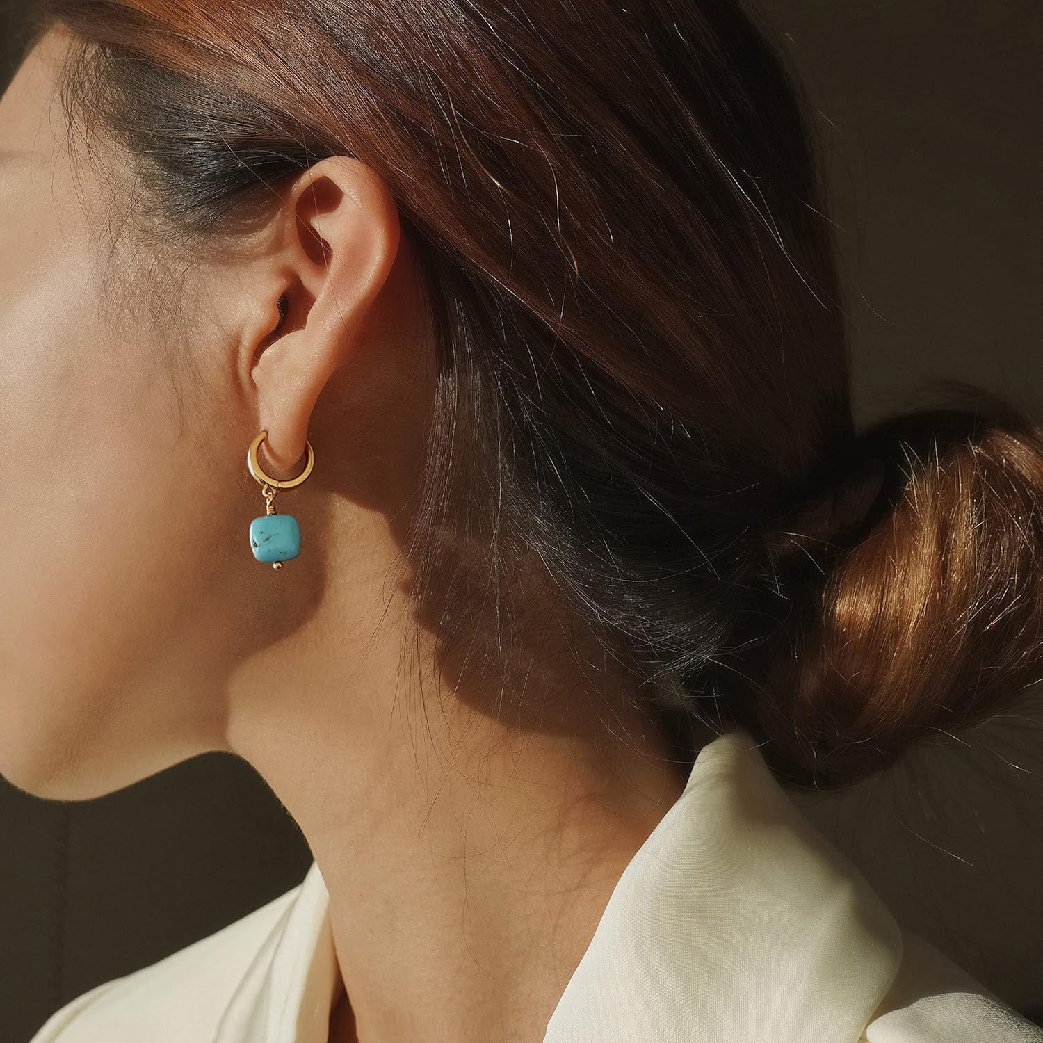 Gold Plated Huggie Hoop Earrings with Charms Fashion Pearl Drop Dangle Earrings for Women Handmade Karma Circle Jewelry for Ladies Lightweight Pearl Earrings on Christmas - Image 3