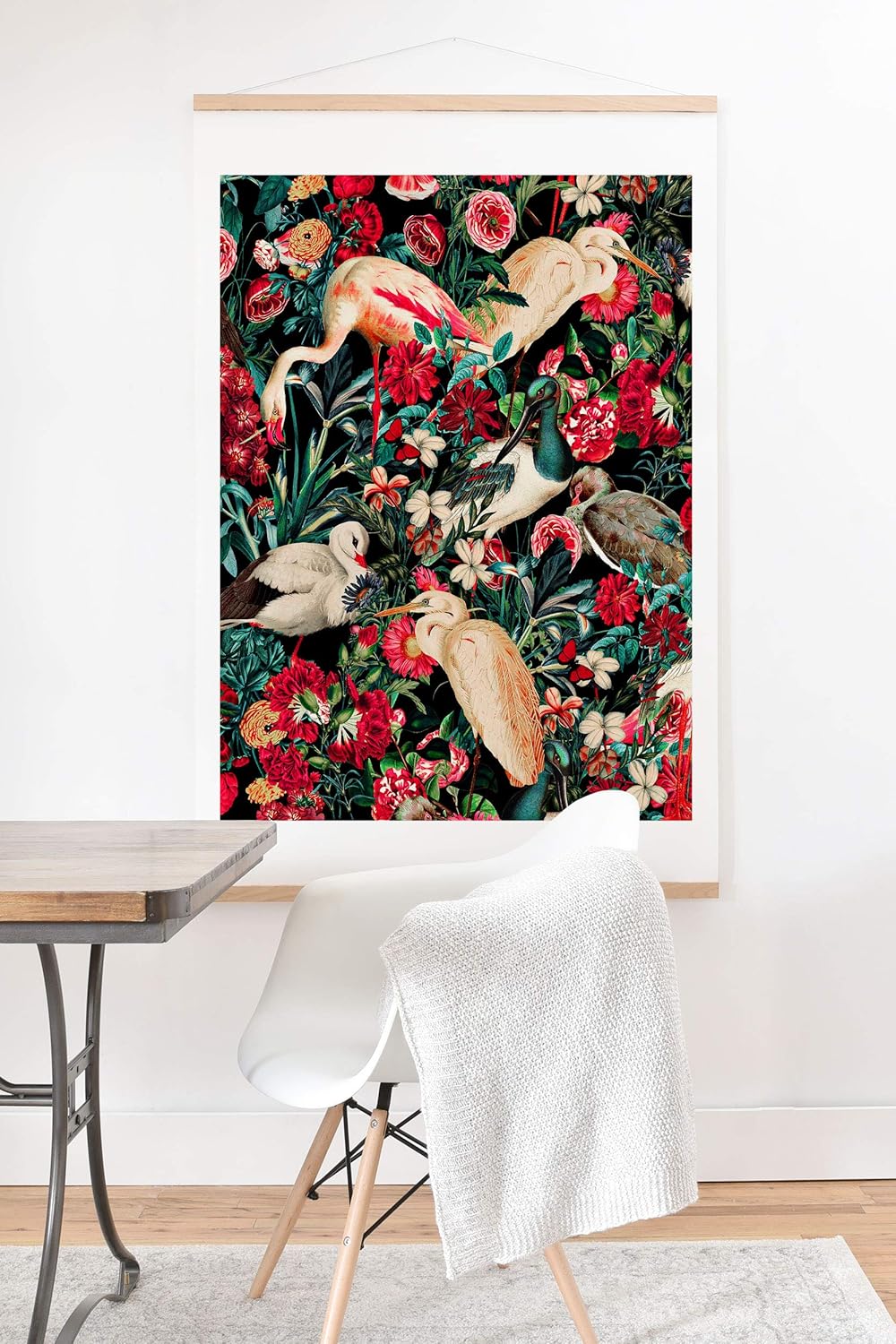 Society6 Burcu Korkmazyurek Floral and Birds XIV Art Print and Hanger, 16 in x 20